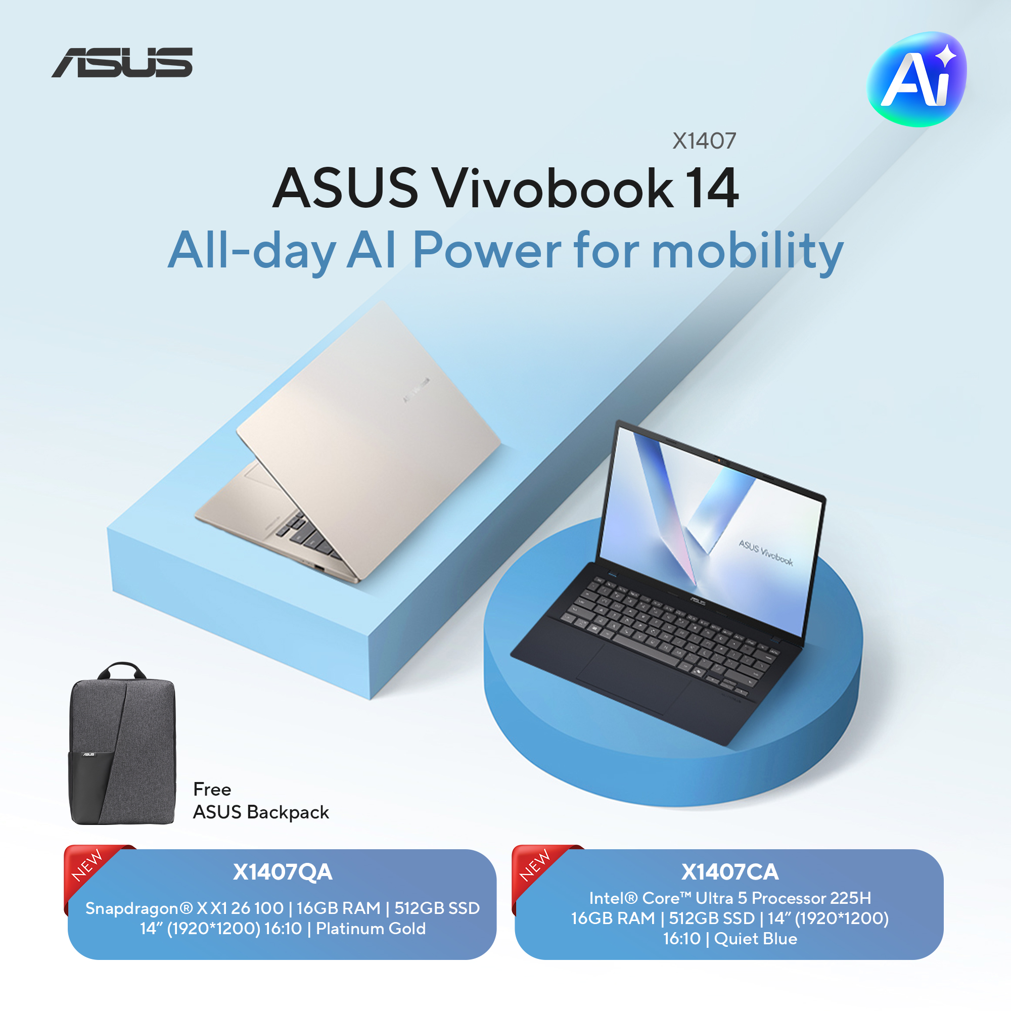 ASUS Facebook ad: All-day AI Power.