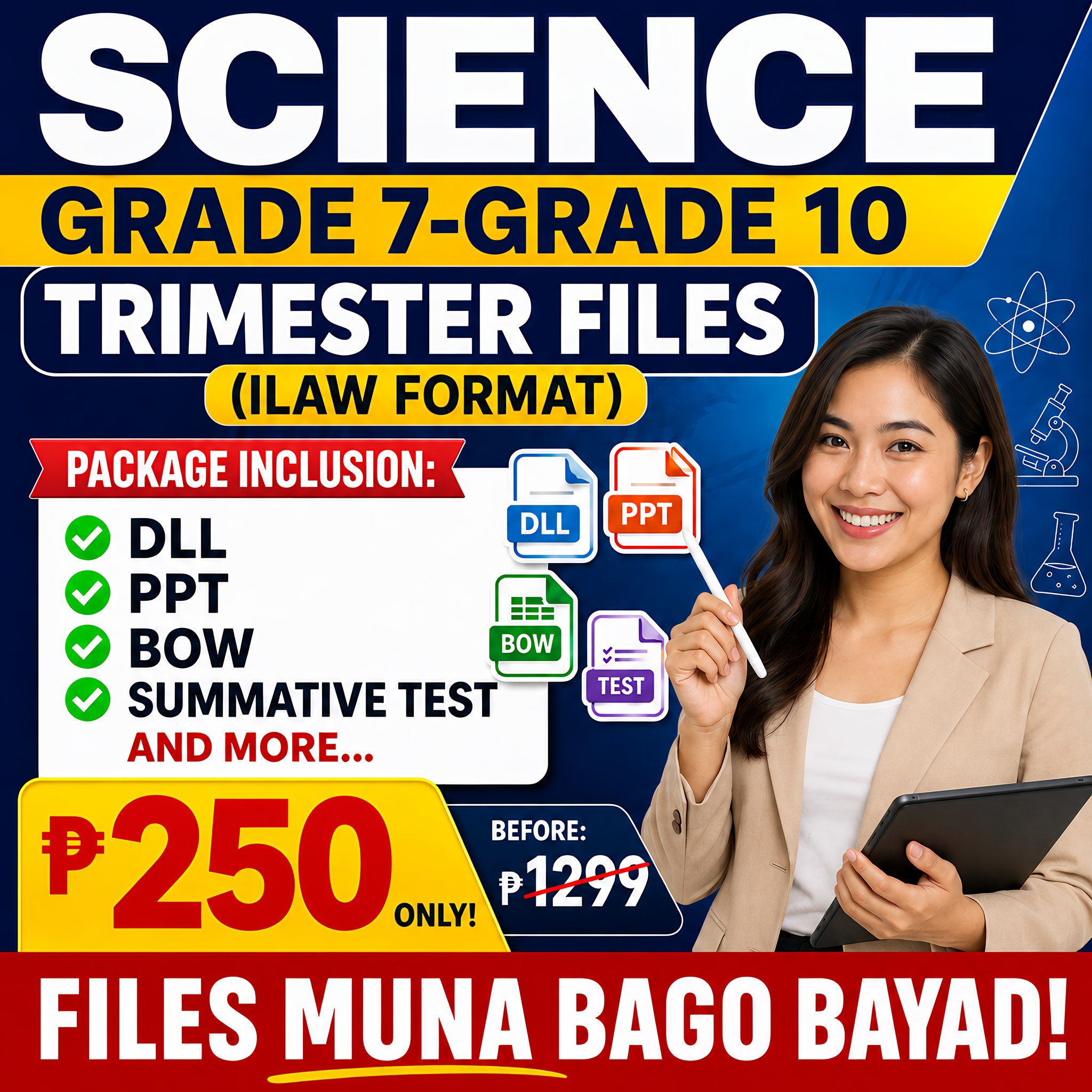Grade 7-10 Science Trisem Files Facebook ad: TERM 1 SCIENCE 7-10 READY PACKAGES