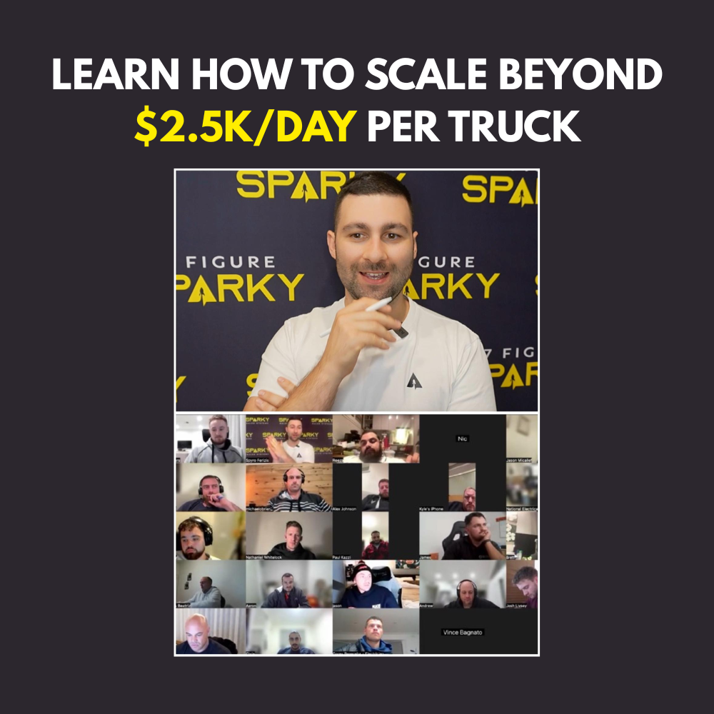 7 Figure Sparky Facebook ad: Scale To $2,500/Day Per Truck in 30 Days