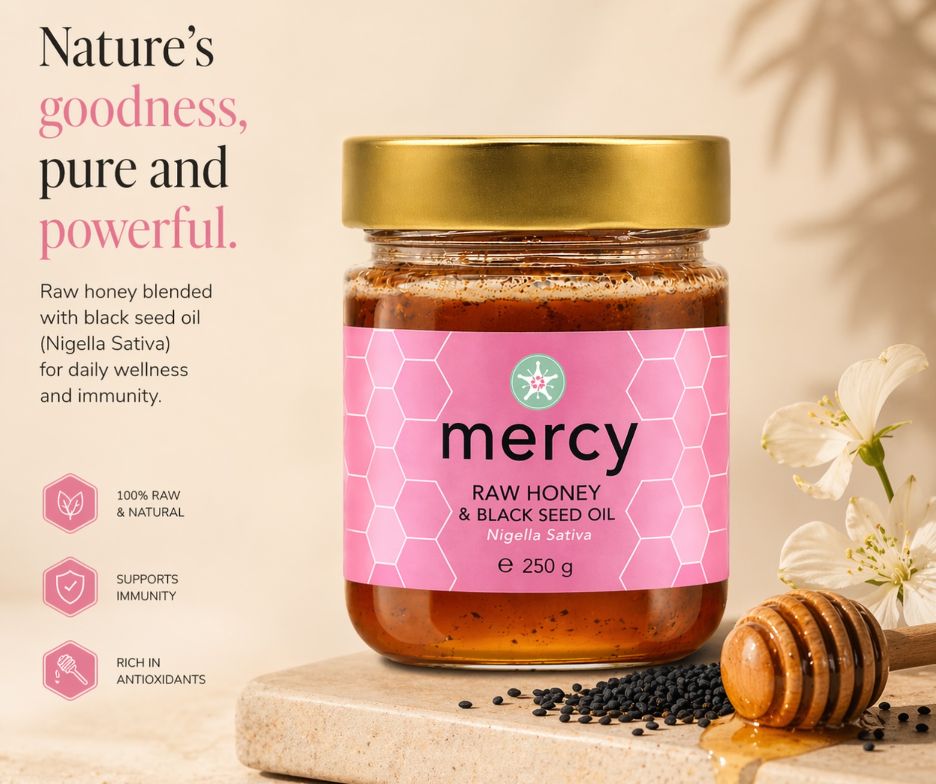 Mercy Oil Facebook ad: Mercy Black Seed Honey