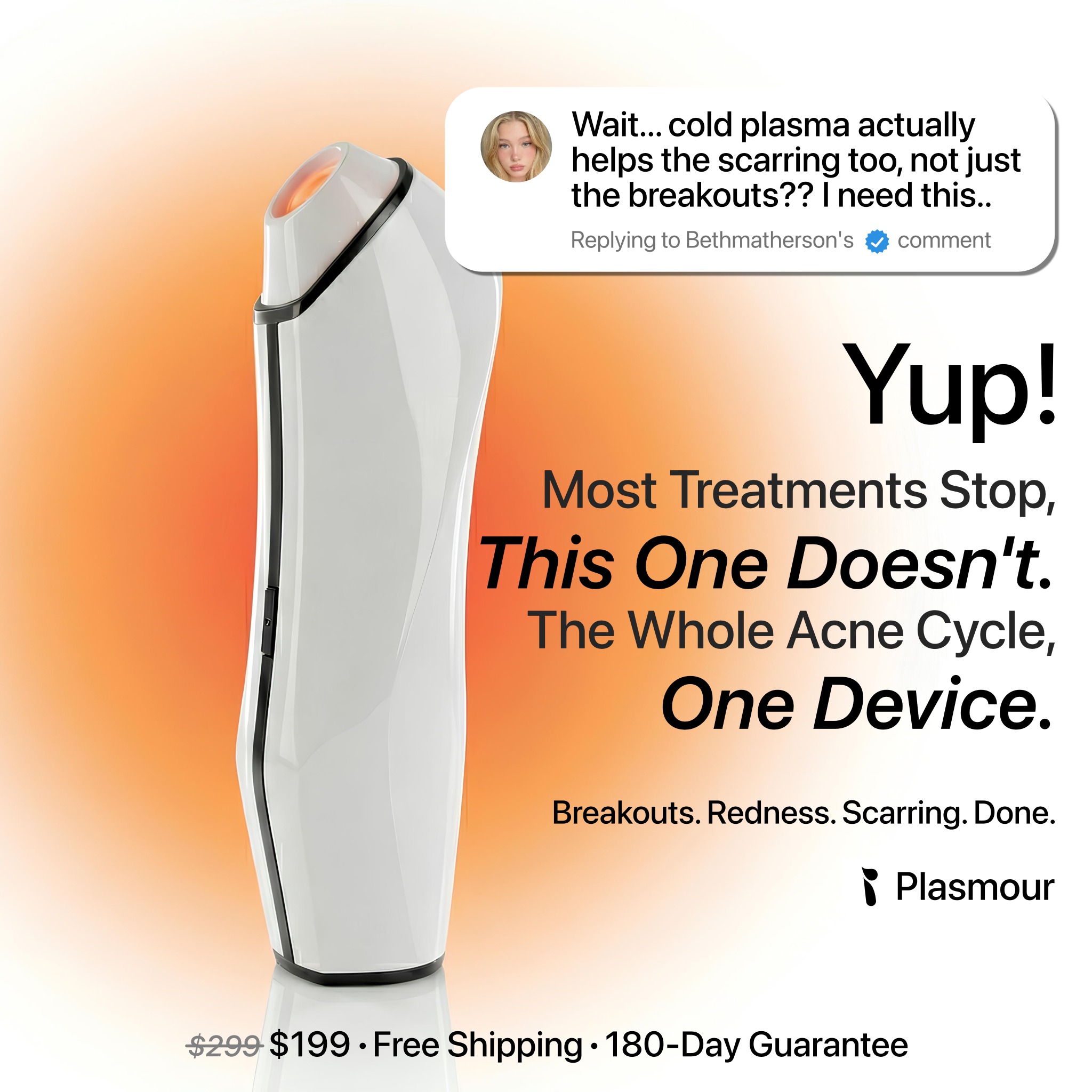 Plasmour Facebook ad: 50% off today only!