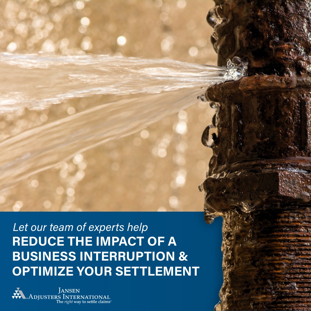 Jansen/Adjusters International Facebook ad: Public Adjusters for Commercial Water Damage Claims Dallas…