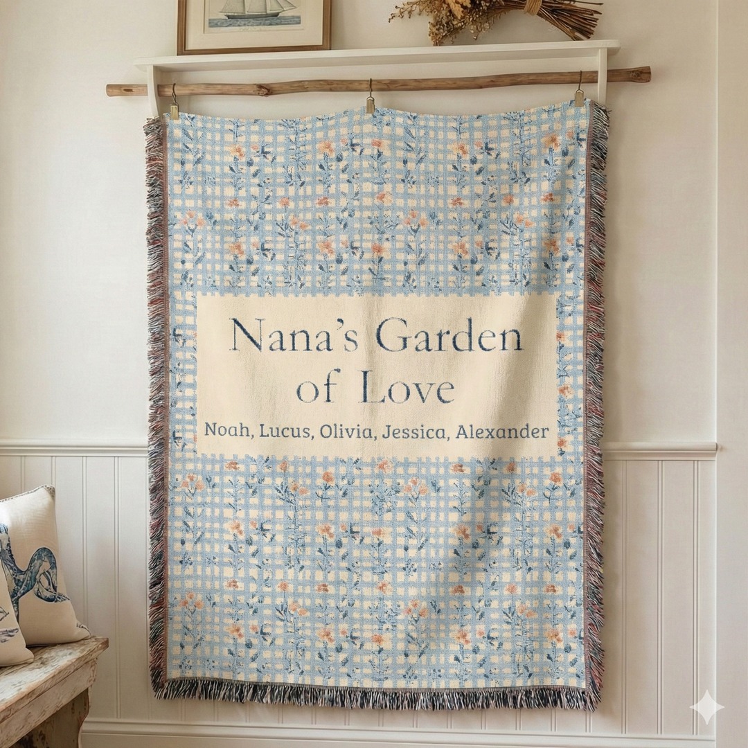 Giftul Memories Facebook ad: Elegant floral throw blanket combines timeless garden…