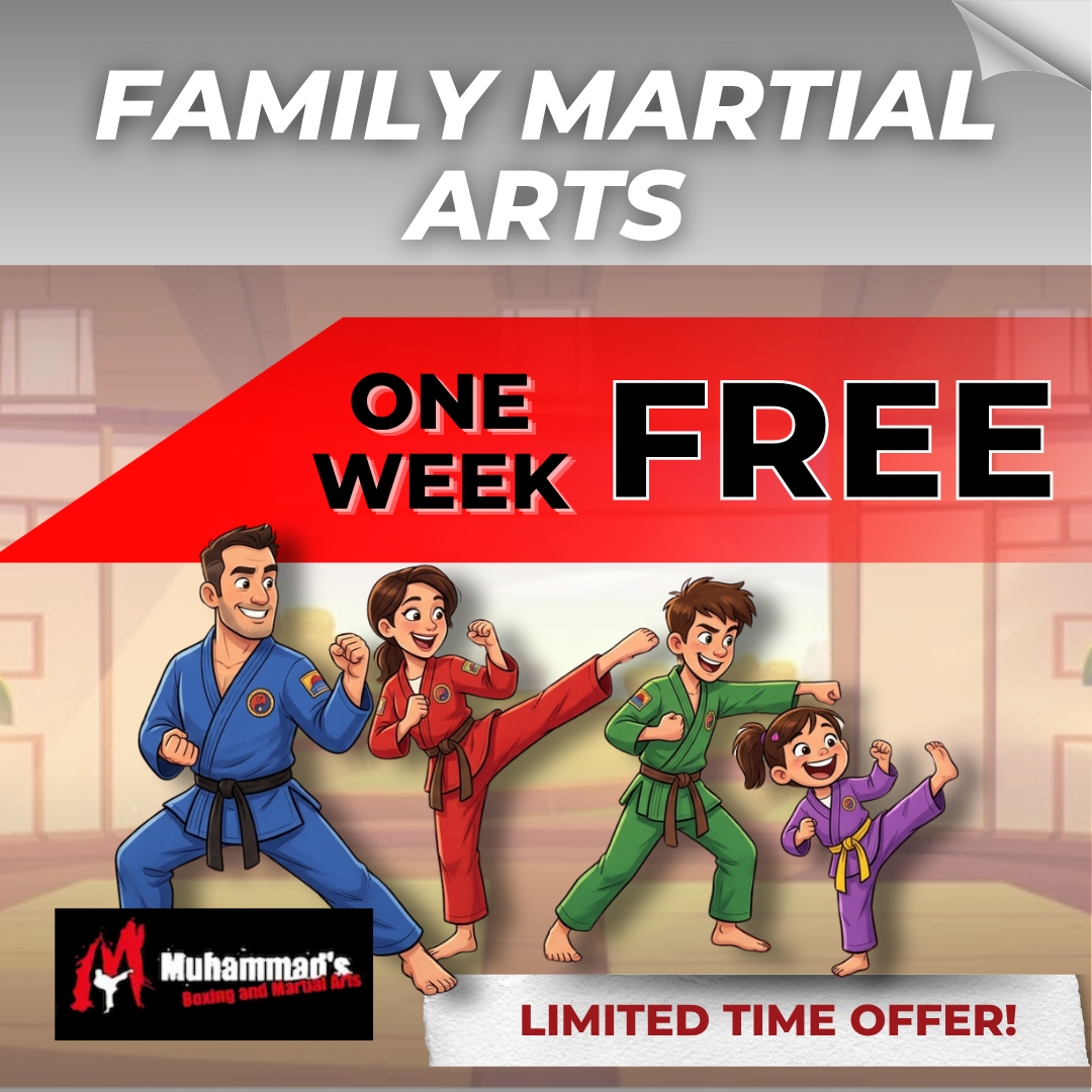 Muhammad's Boxing and Martial Arts Center Facebook ad: Get Your Little Warrior Ready! Free Week Deal