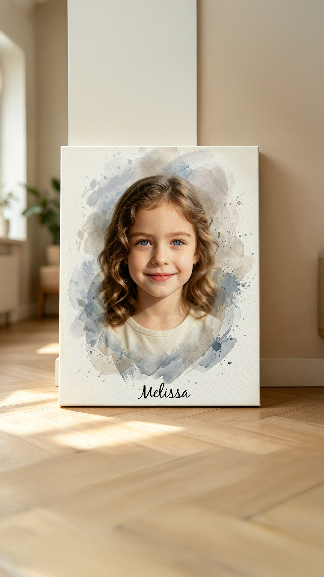 Callie Gifts Facebook ad: Personalized Watercolor Style Portrait Photo Canvas Prints…