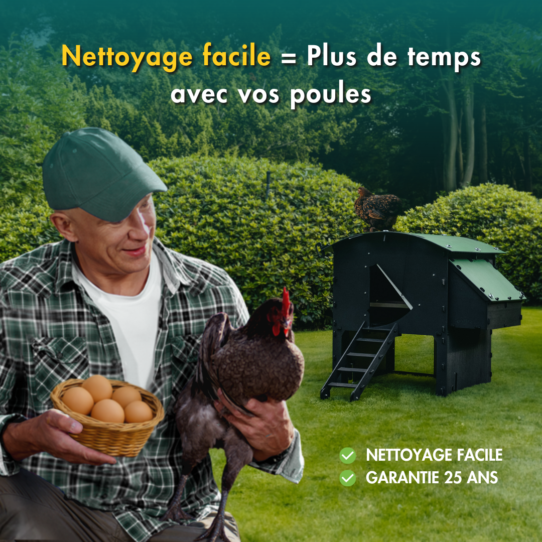 Nestera France Facebook ad: Les poulaillers facile à nettoyer