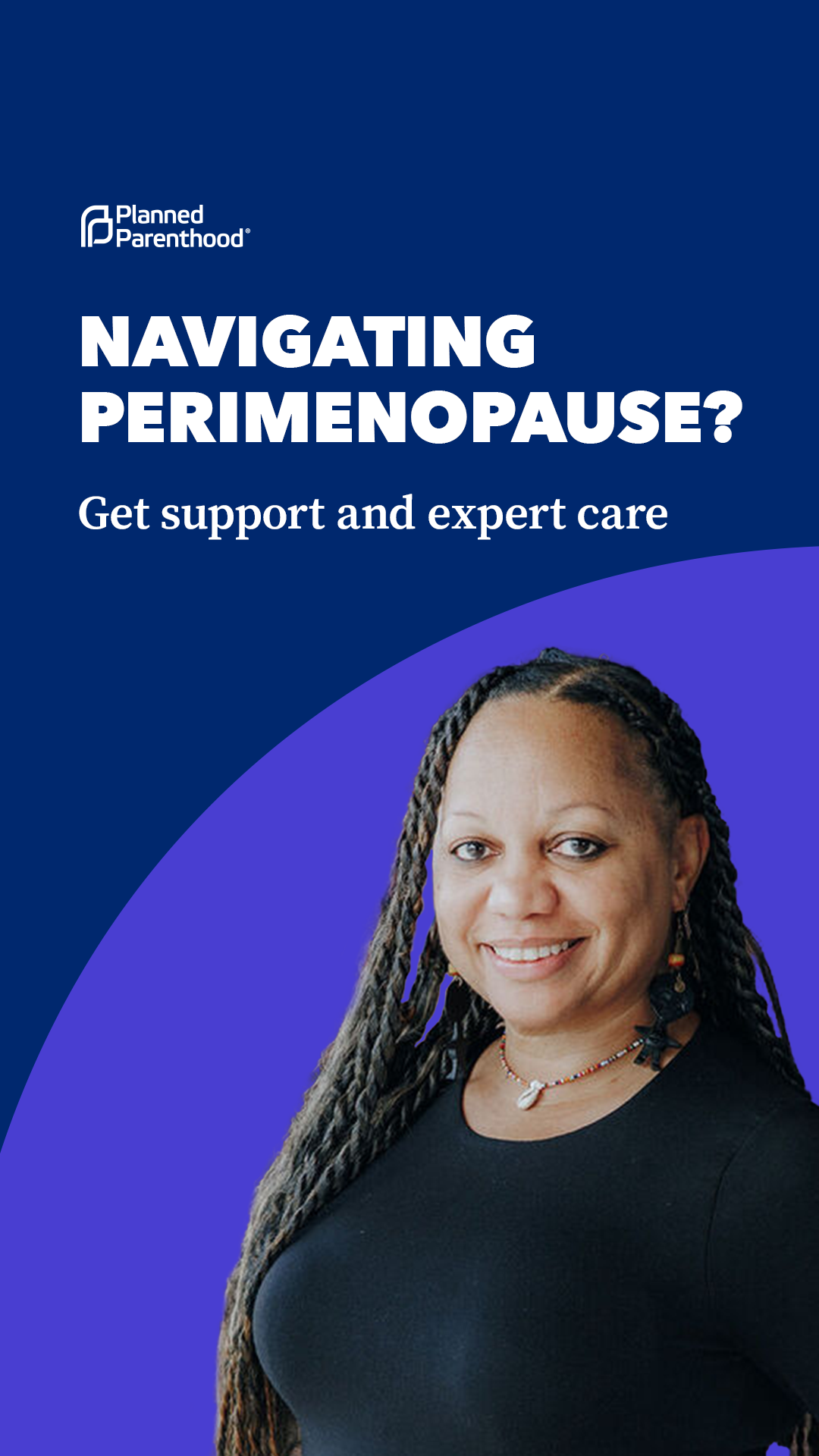 Planned Parenthood of Greater Ohio Facebook ad: 1-CLICK AWAY: Evidence-based Menopause Care