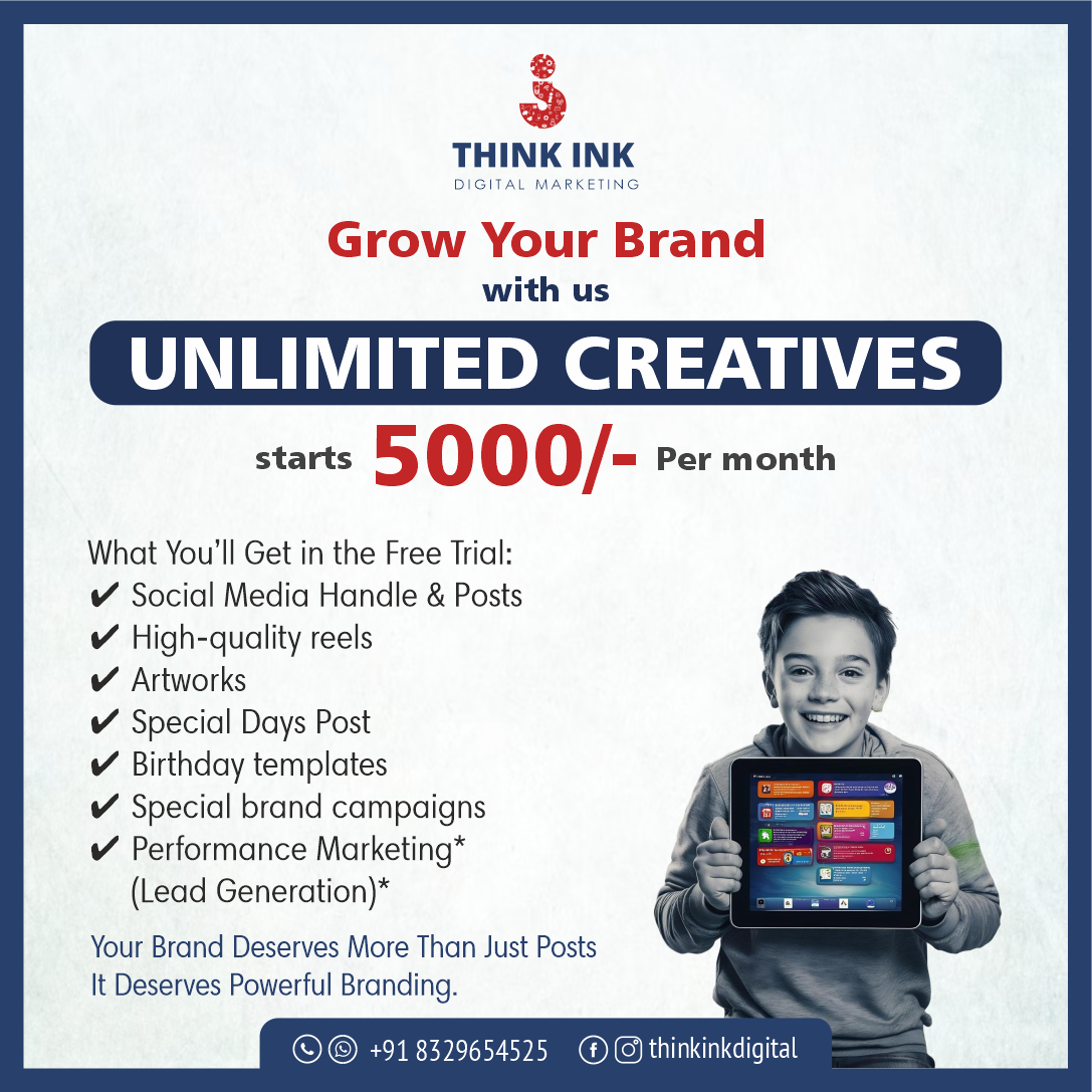 THINK INK Facebook ad: Unlimited Creative Support for Your Brand.