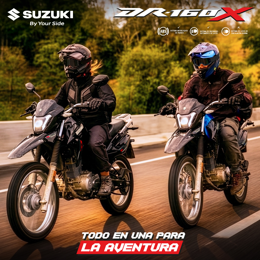 Suzuki Colombia Facebook ad: Nueva DR160X Potencia, actitud y espíritu doble propósito…