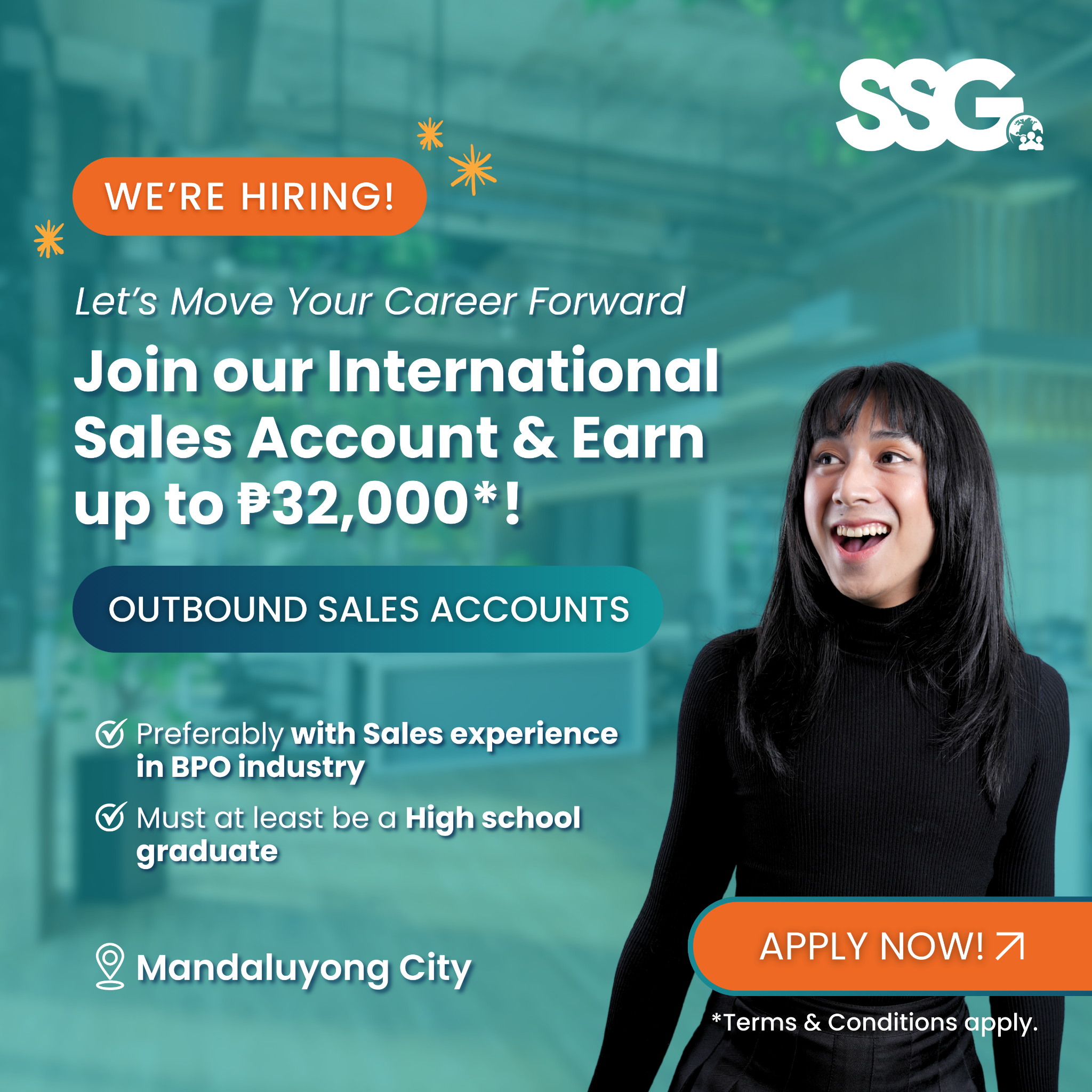 Support Services Group - Careers PH Facebook ad: EARN UP TO 32K + AMAZING PERKS!*