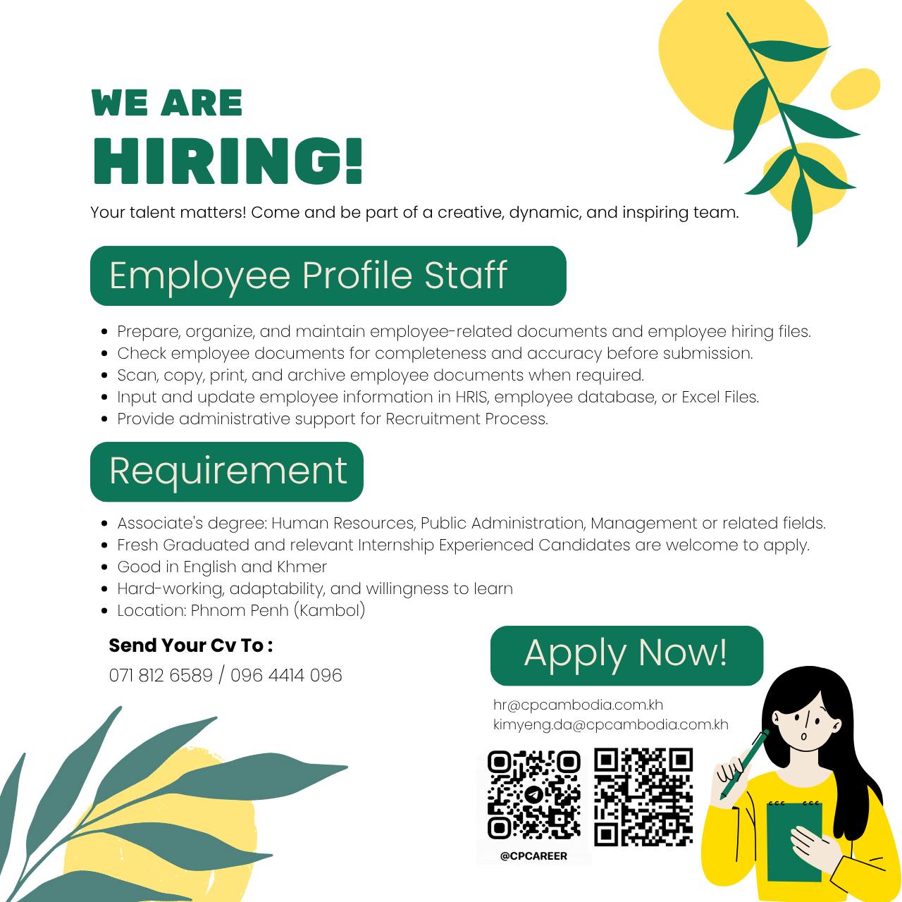 CP Cambodia Co., Ltd. Facebook ad: ឱកាសការងារ!