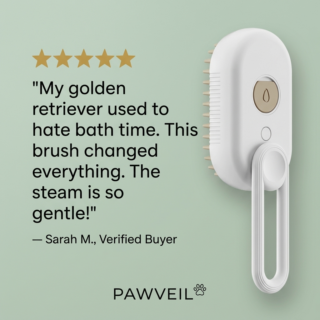 Pawveil Facebook ad: My golden retriever used to hate bath time.