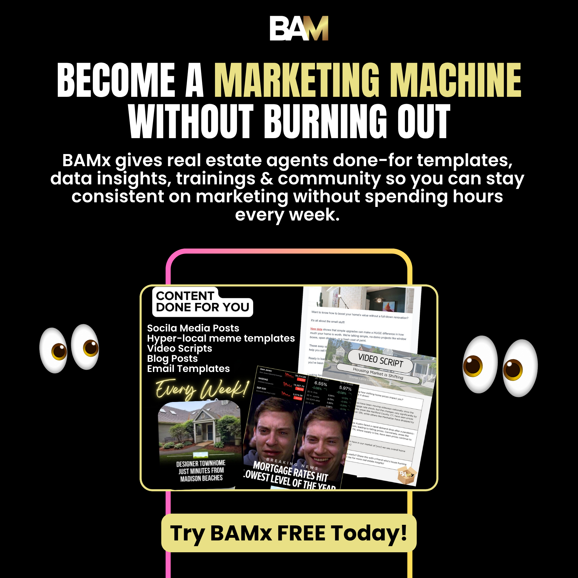 BAM Facebook ad: Consistent Marketing Without Spending Hours Doing It