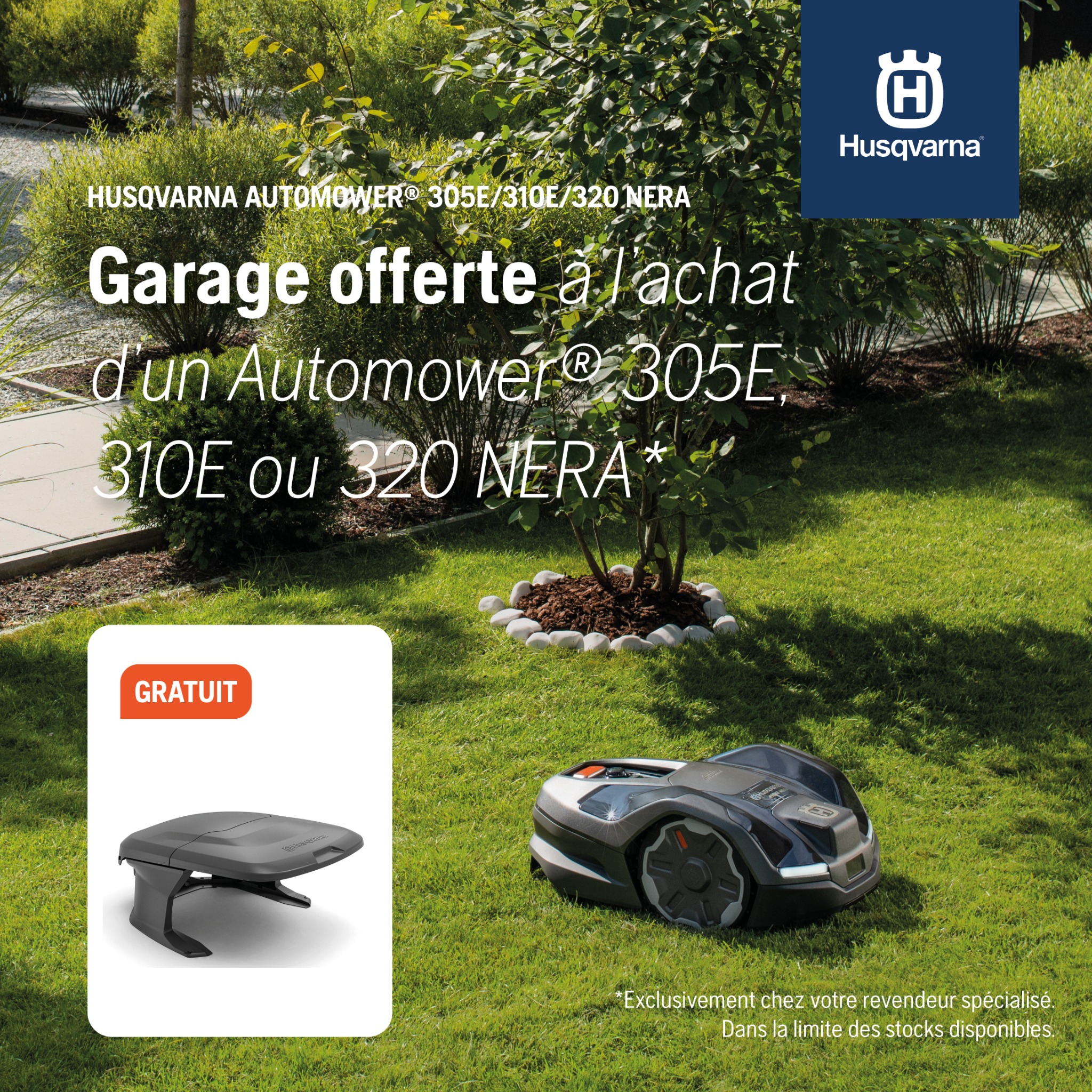 Husqvarna Facebook ad: Garage offert avec Automower