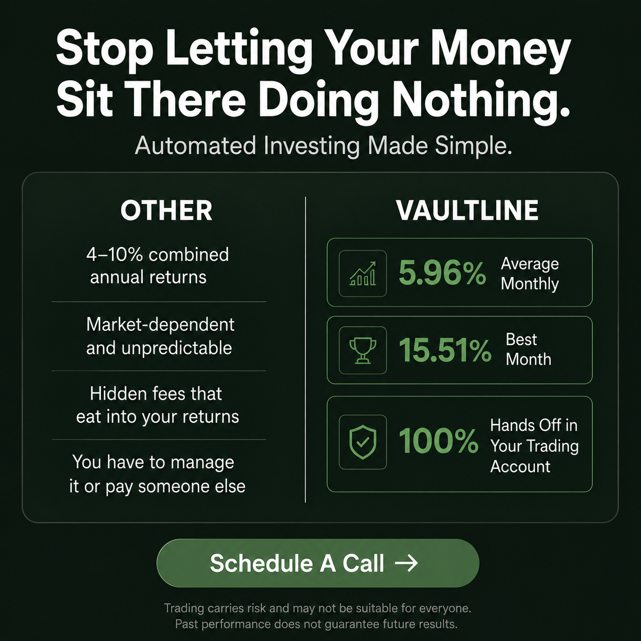 Vaultline Ai Facebook ad: Put Your Capital to Work, Not Your Time