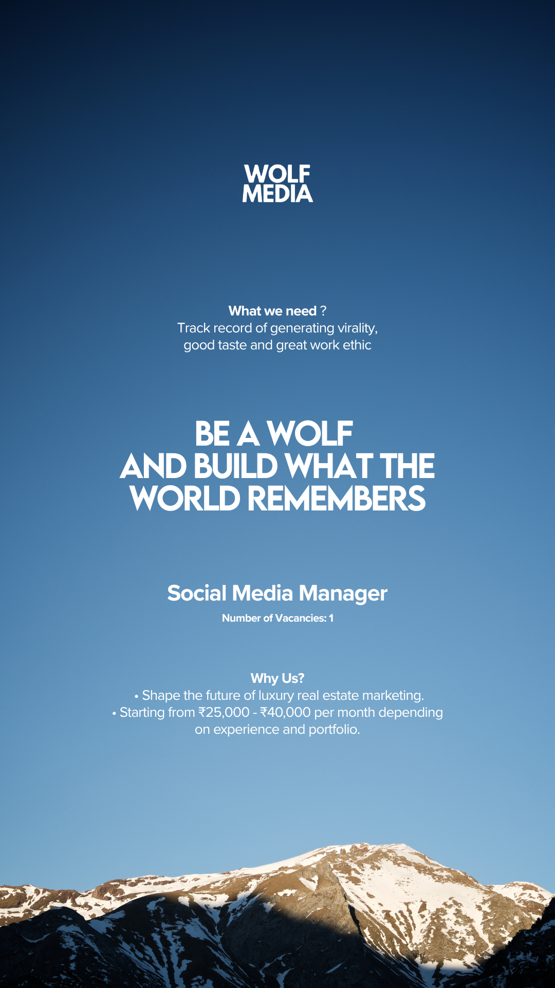 Wolf Media Careers Facebook ad: Hiring people who love to create Virality.
