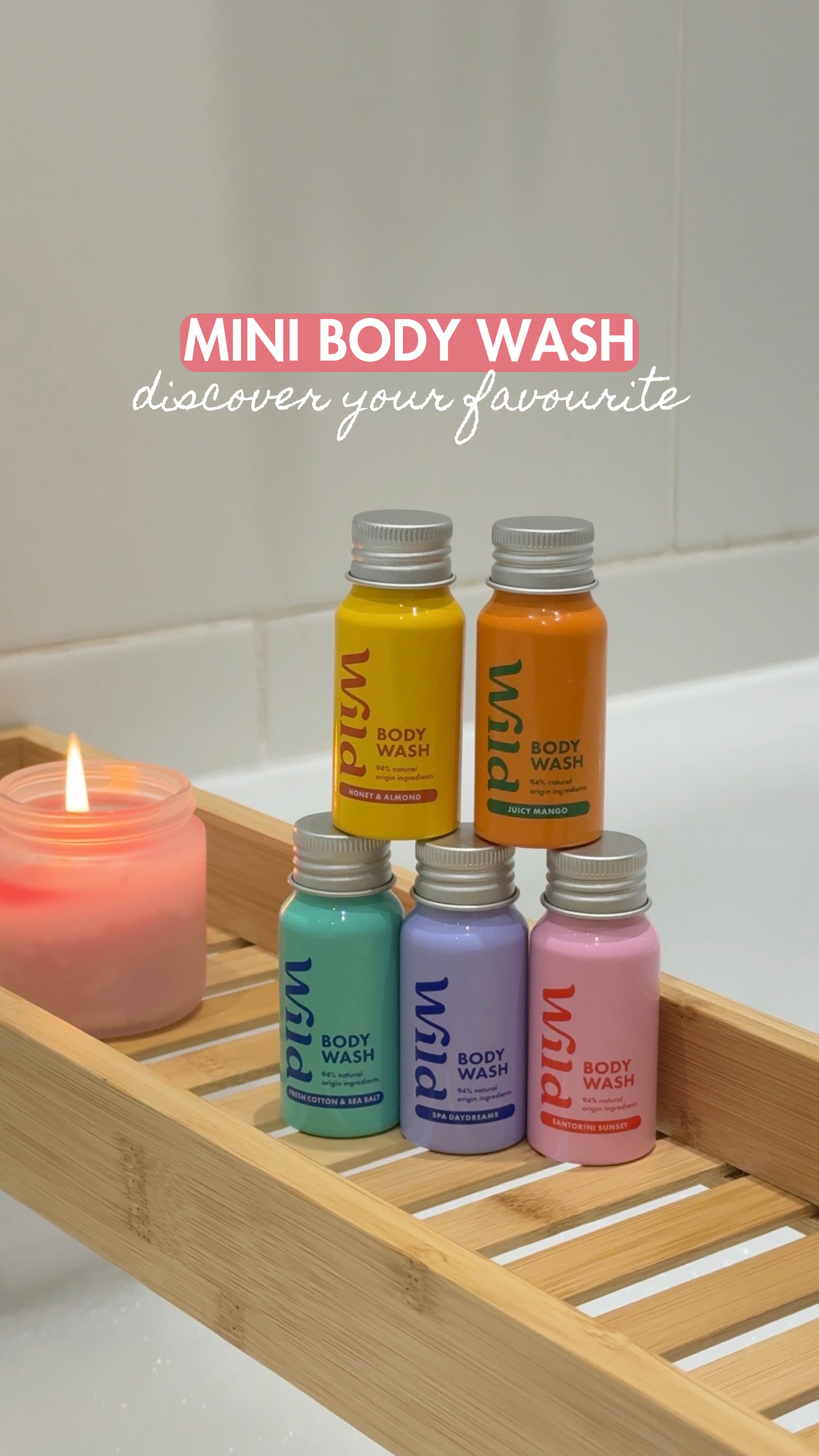 Wild Facebook ad: Mini Body Wash. Massive Freshness.