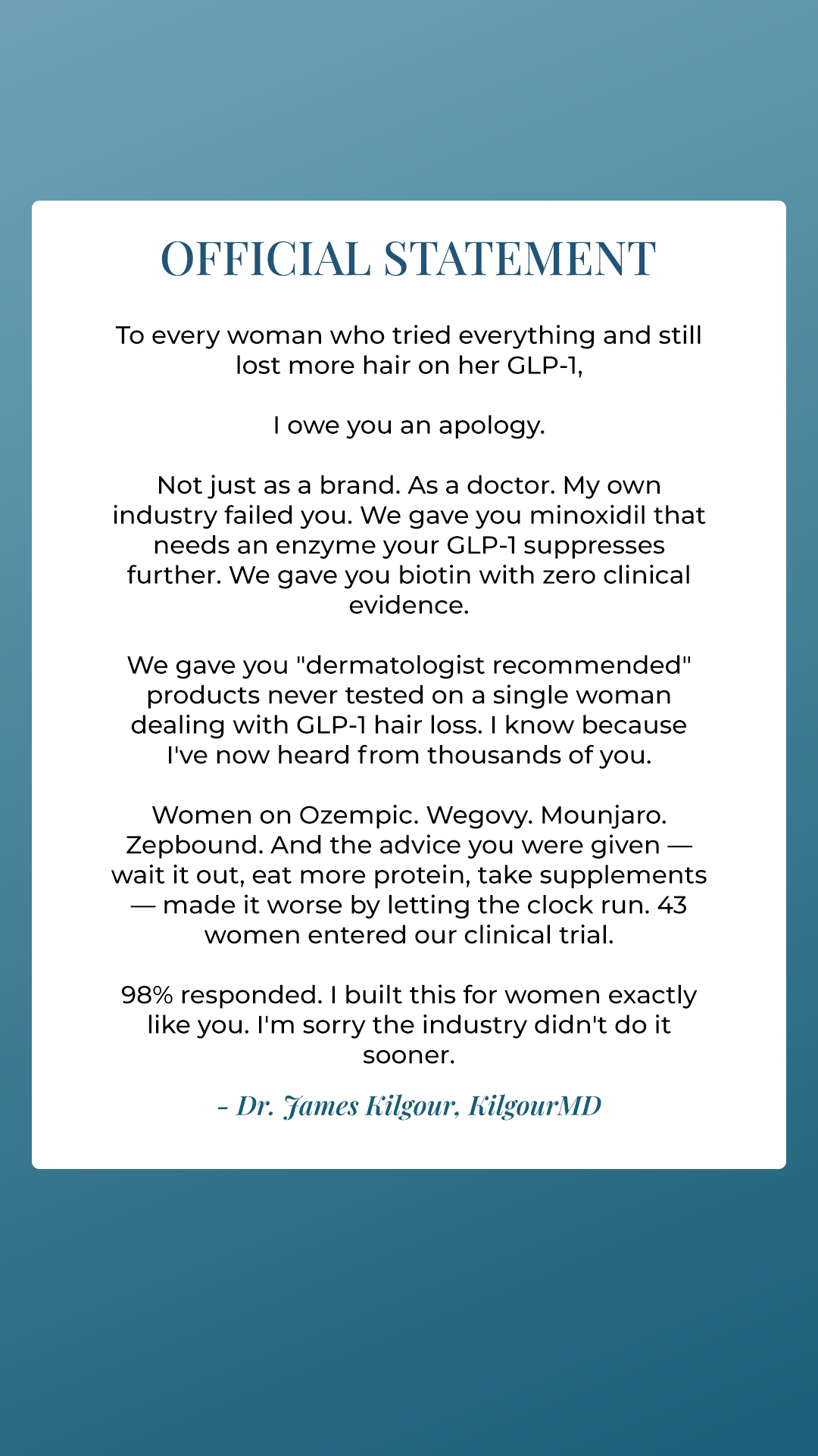 James Kilgour, MD Facebook ad