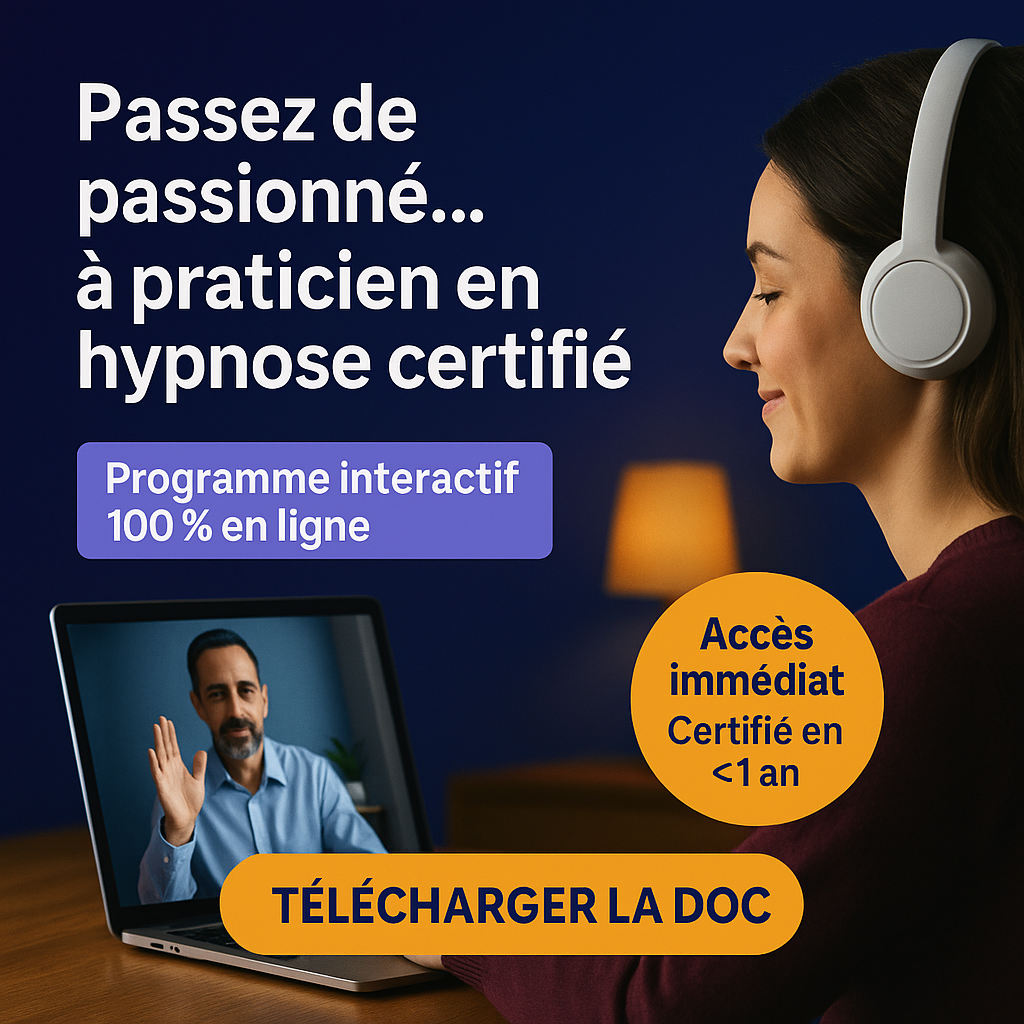 Ecole pratique d'hypnose Facebook ad: Devenir praticien en hypnose [gratuit]
