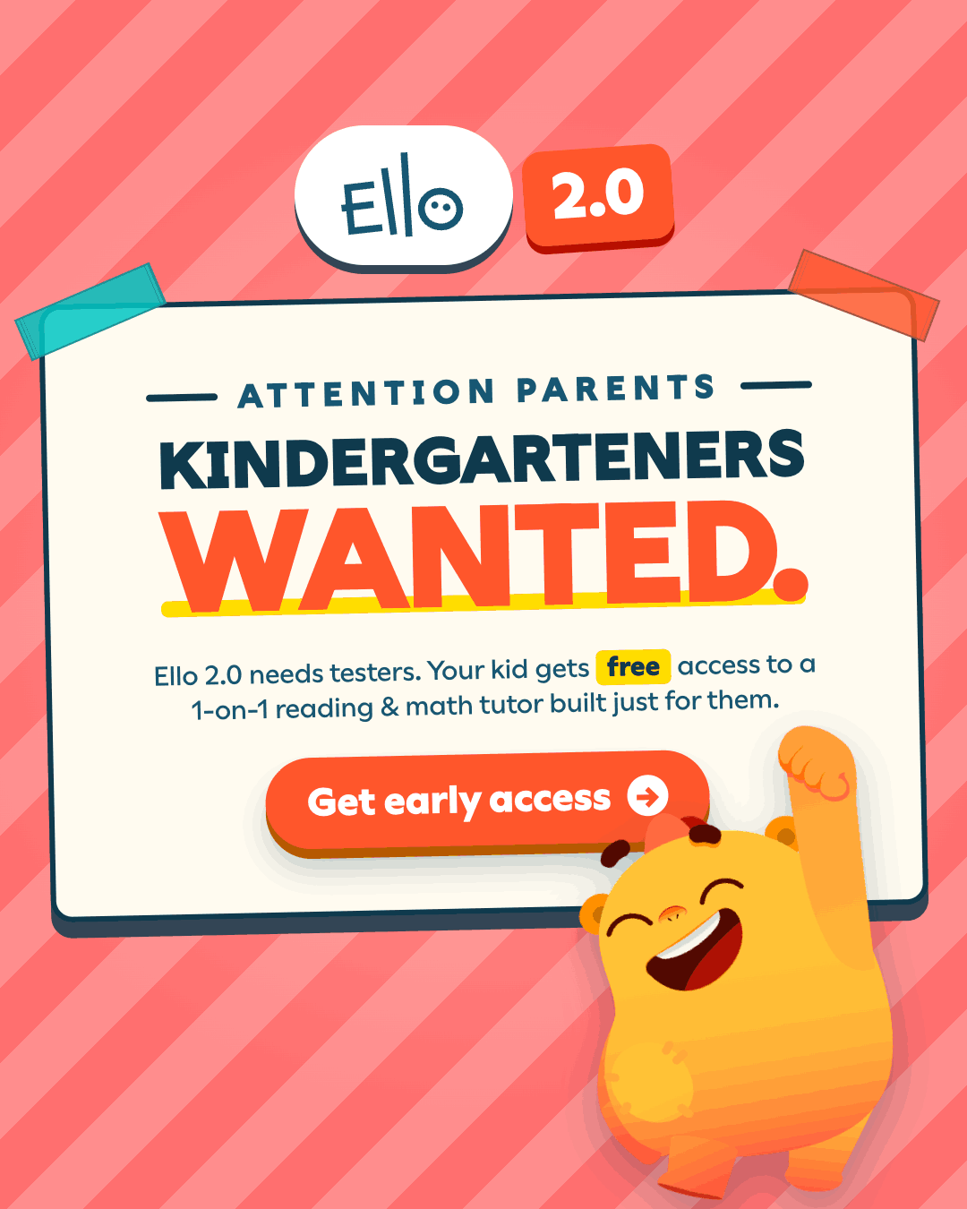 Learn With Ello Facebook ad: Kindergarteners get free early access this week