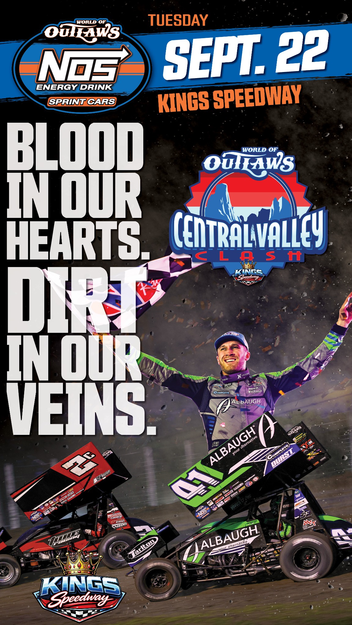 World of Outlaws Sprint Car Series Facebook ad: BACK IN TOWN BUT NOT FOR LONG