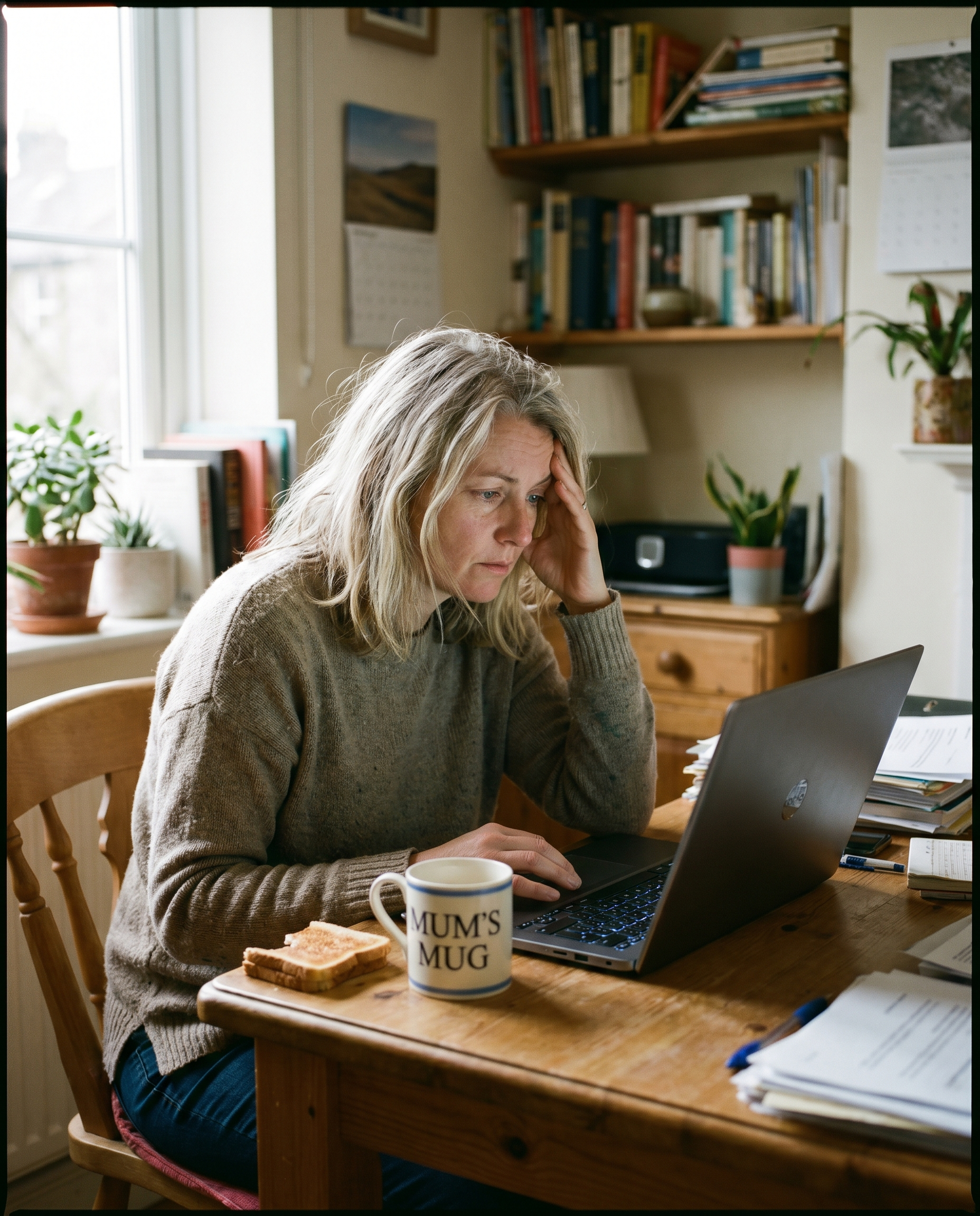 Mornings with Lily Facebook ad: If you are in perimenopause and still drinking two coffees…