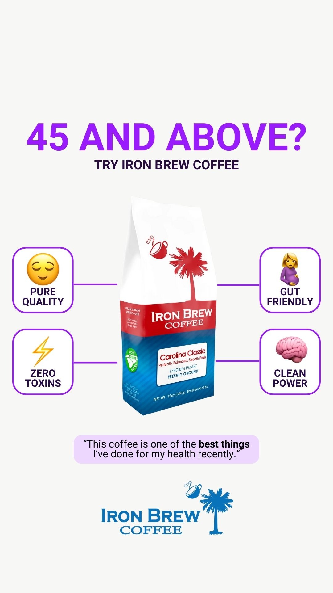 Iron Brew Coffee Facebook ad from May 25, 2026