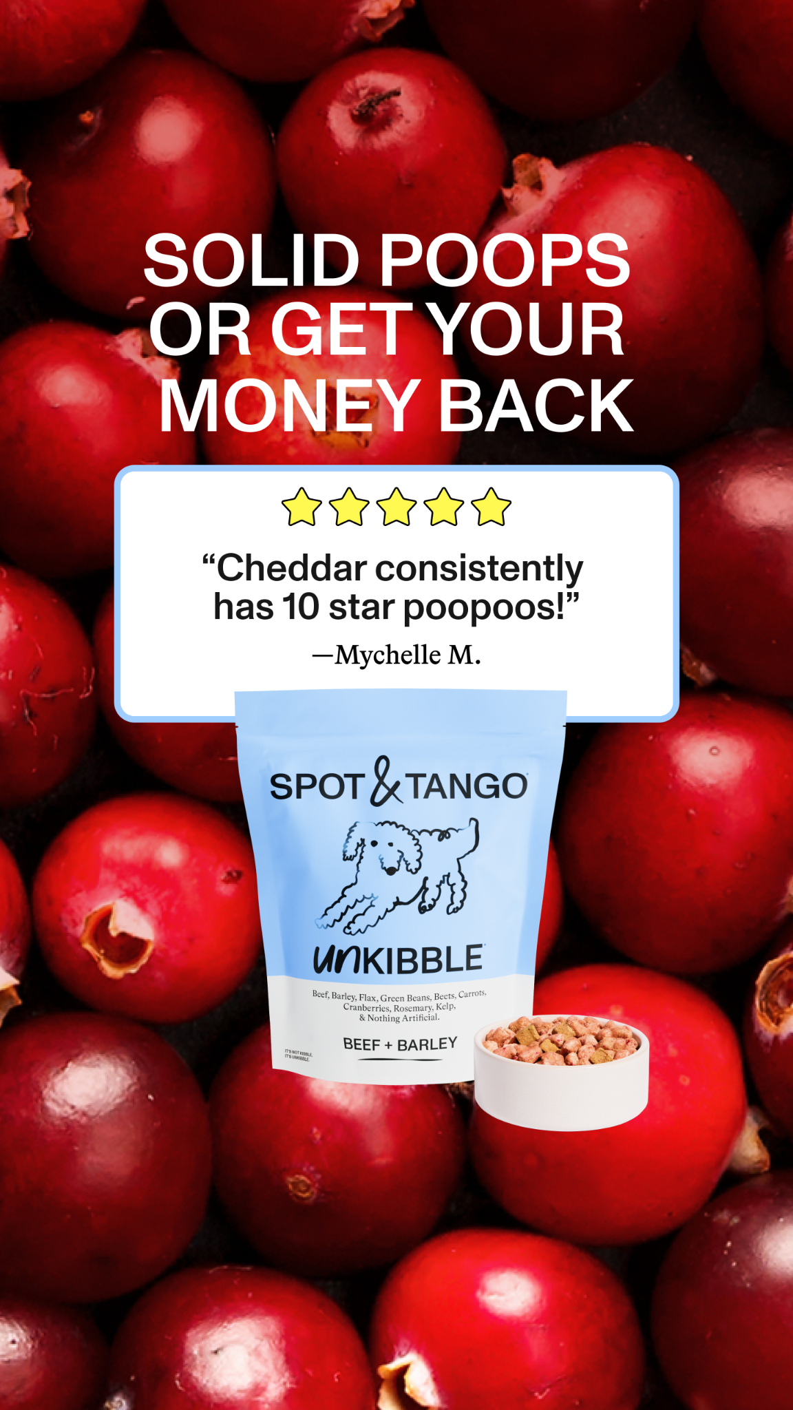 Spot and Tango Facebook ad: UnKibble, Try for 50% Off Today