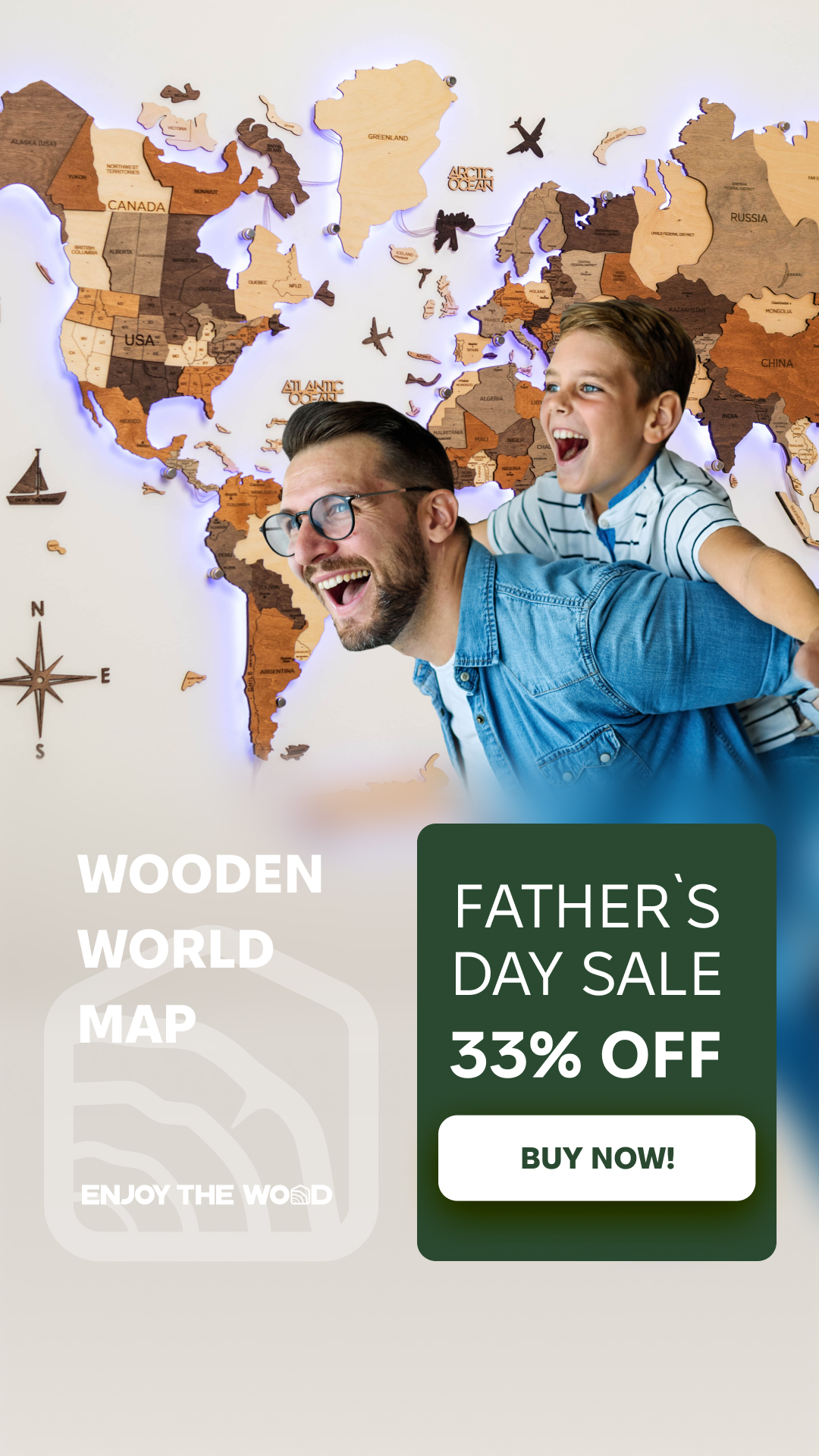 Wooden World Maps Facebook ad