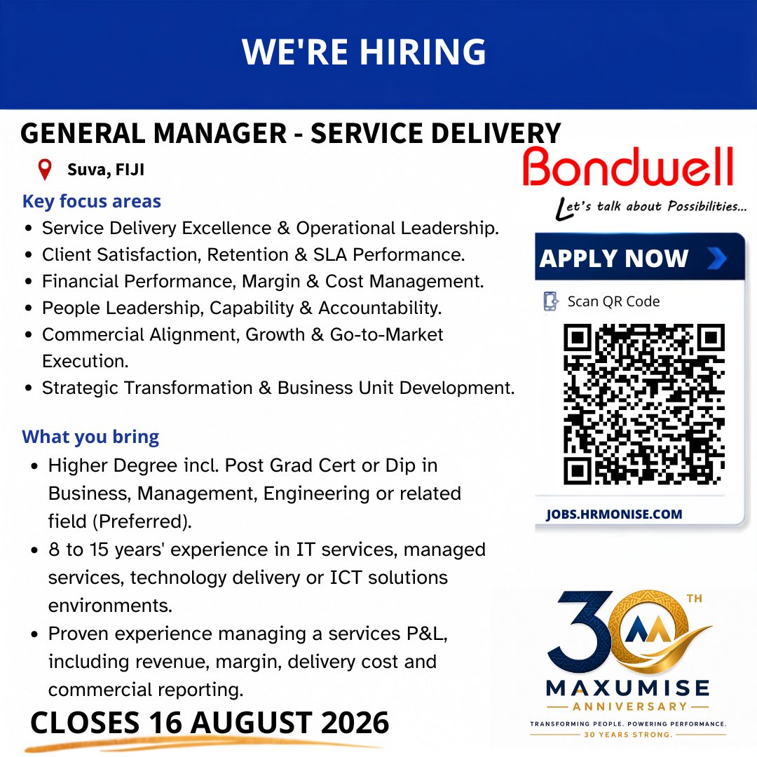 Maxumise Facebook ad: General Manager, Service Delivery