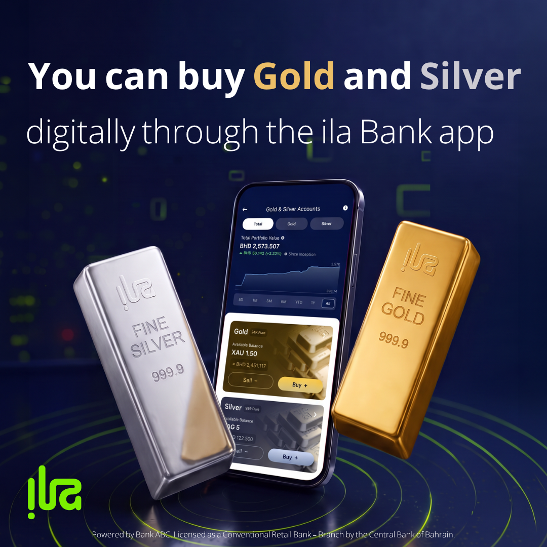 ila Bank Bahrain Facebook ad: نقدّم لكم حسابات الاستثمار في الذهب والفضة