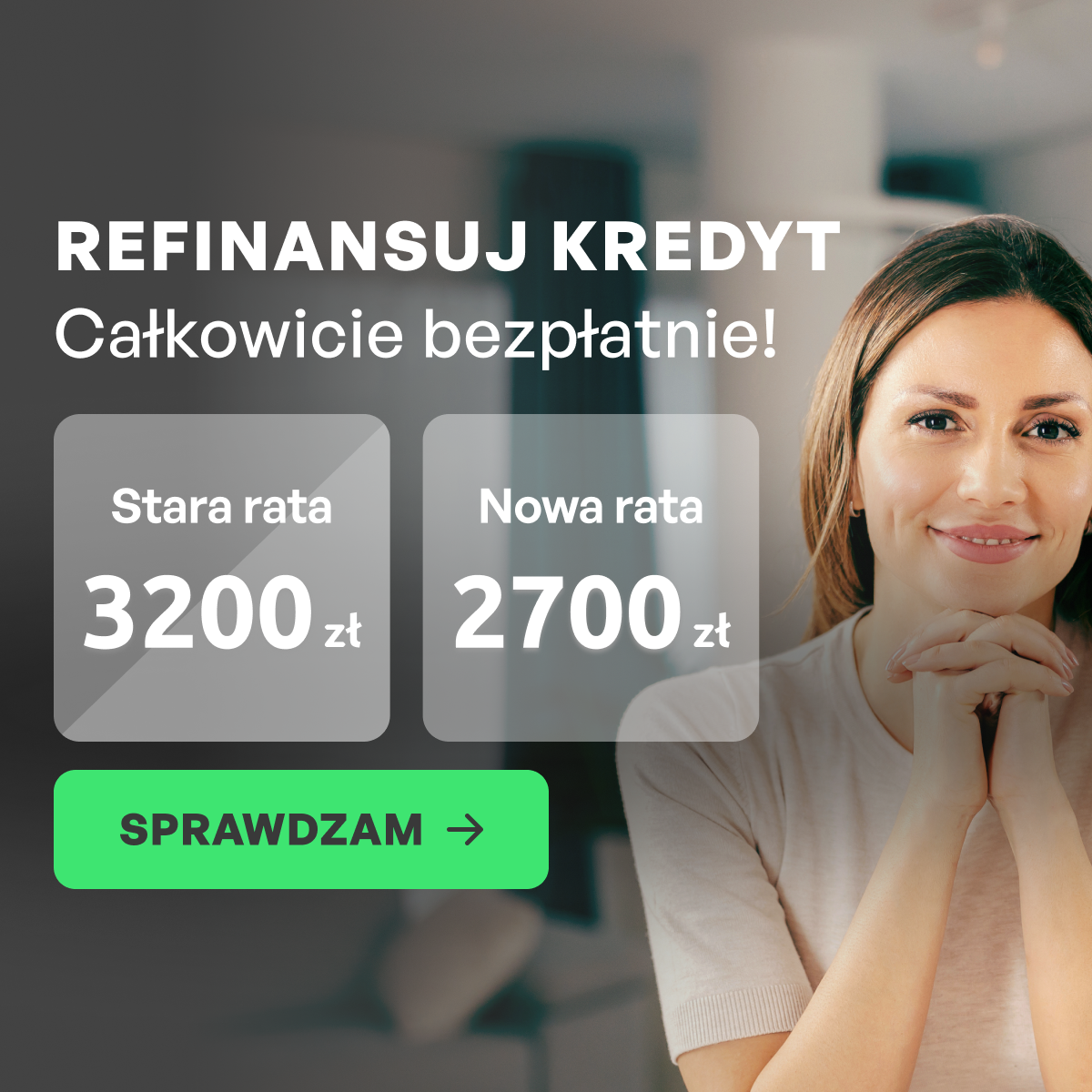Lucky.pl Facebook ad: Obniż ratę kredytu hipotecznego nawet o 300 zł/mies.