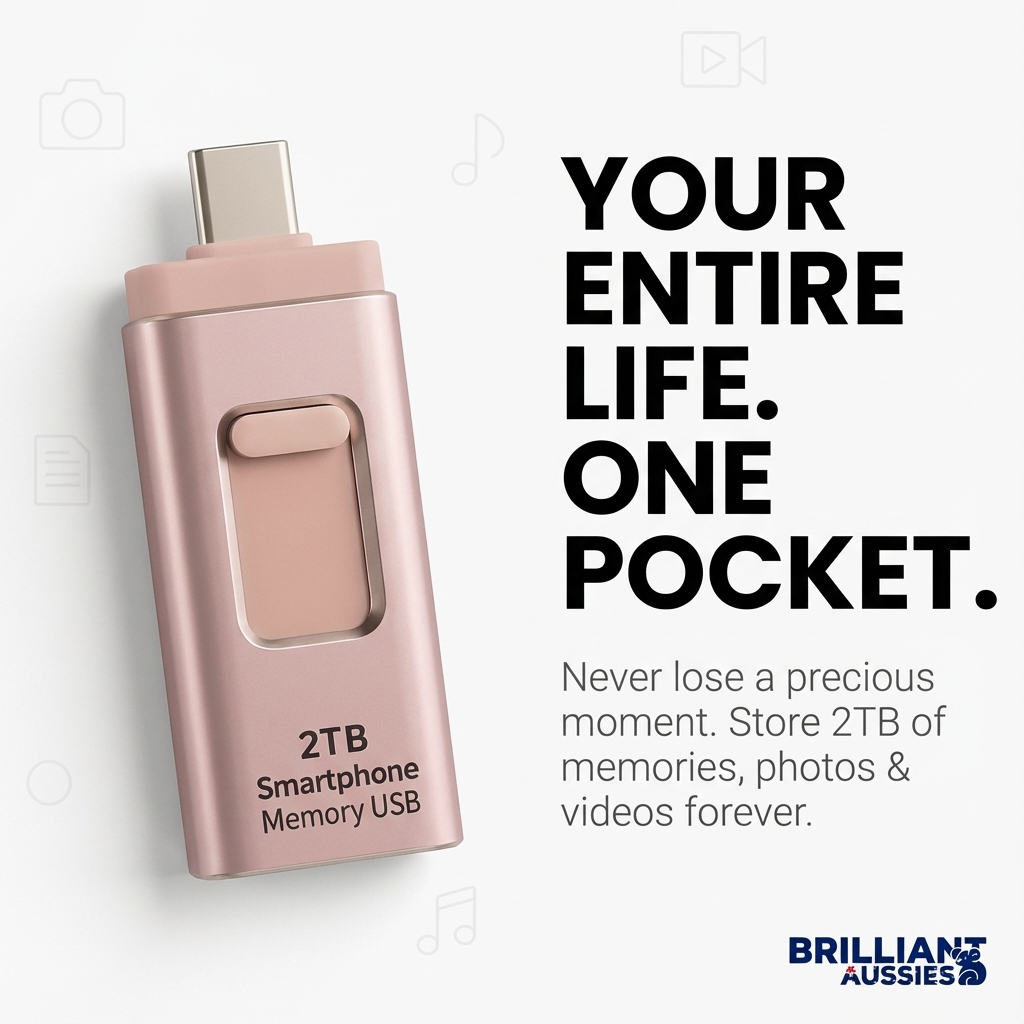 Brilliant Aussies Facebook ad: No More Deleting Photos | Free Delivery OZ Wide