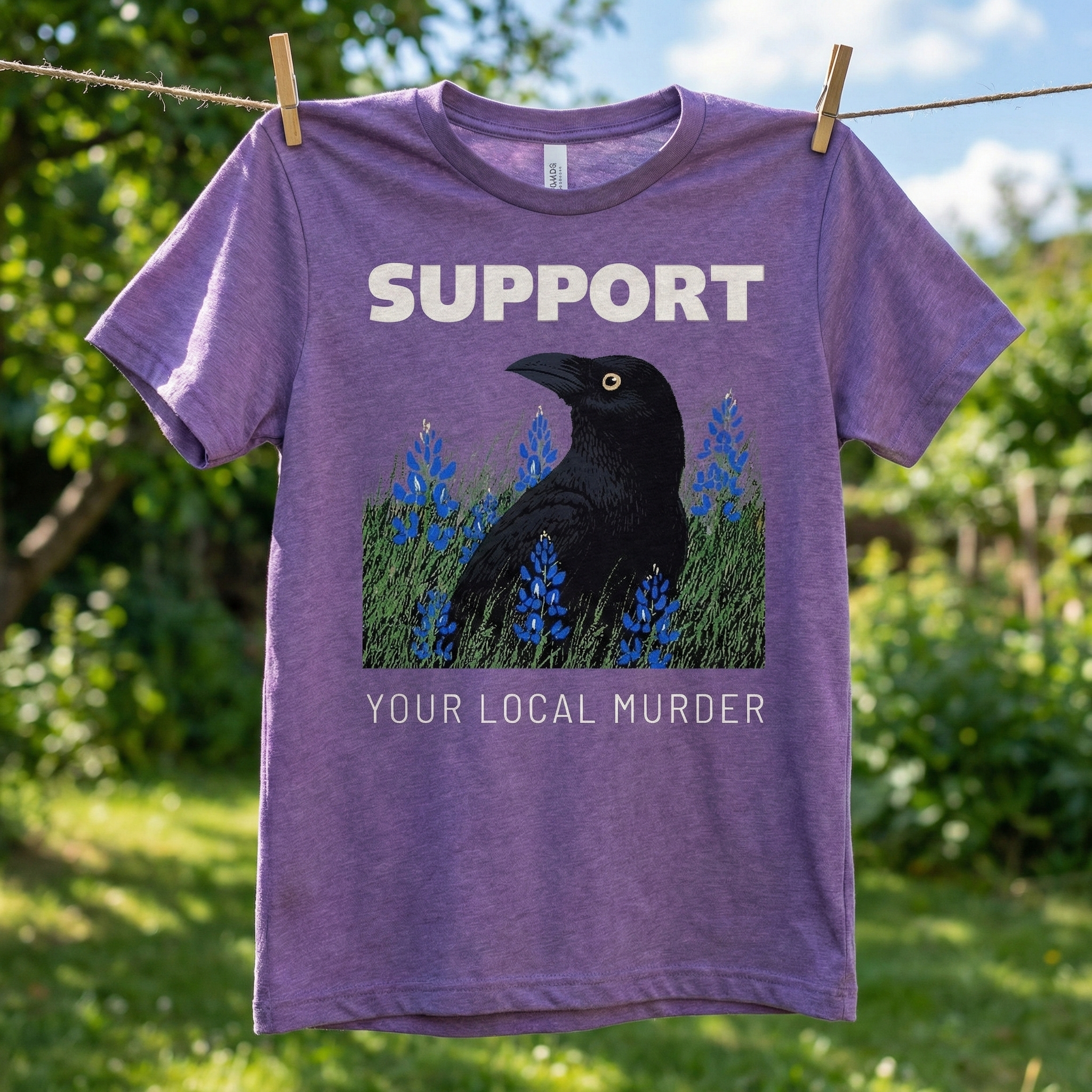 BirderyTees Facebook ad: Support Your Local Murder Tee