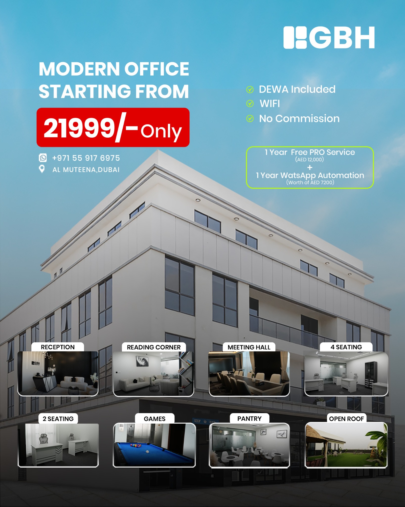GBH UAE Facebook ad: Launch Your Next Business Office in Al Muteena…