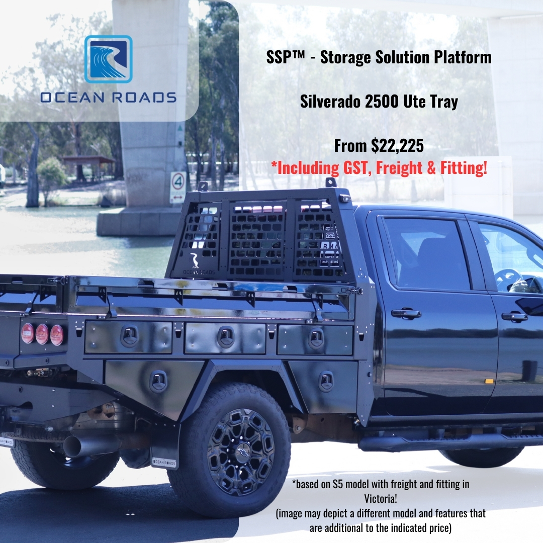 Ocean Roads Facebook ad: Silverado 2500 Ute Trays built for maximising storage…