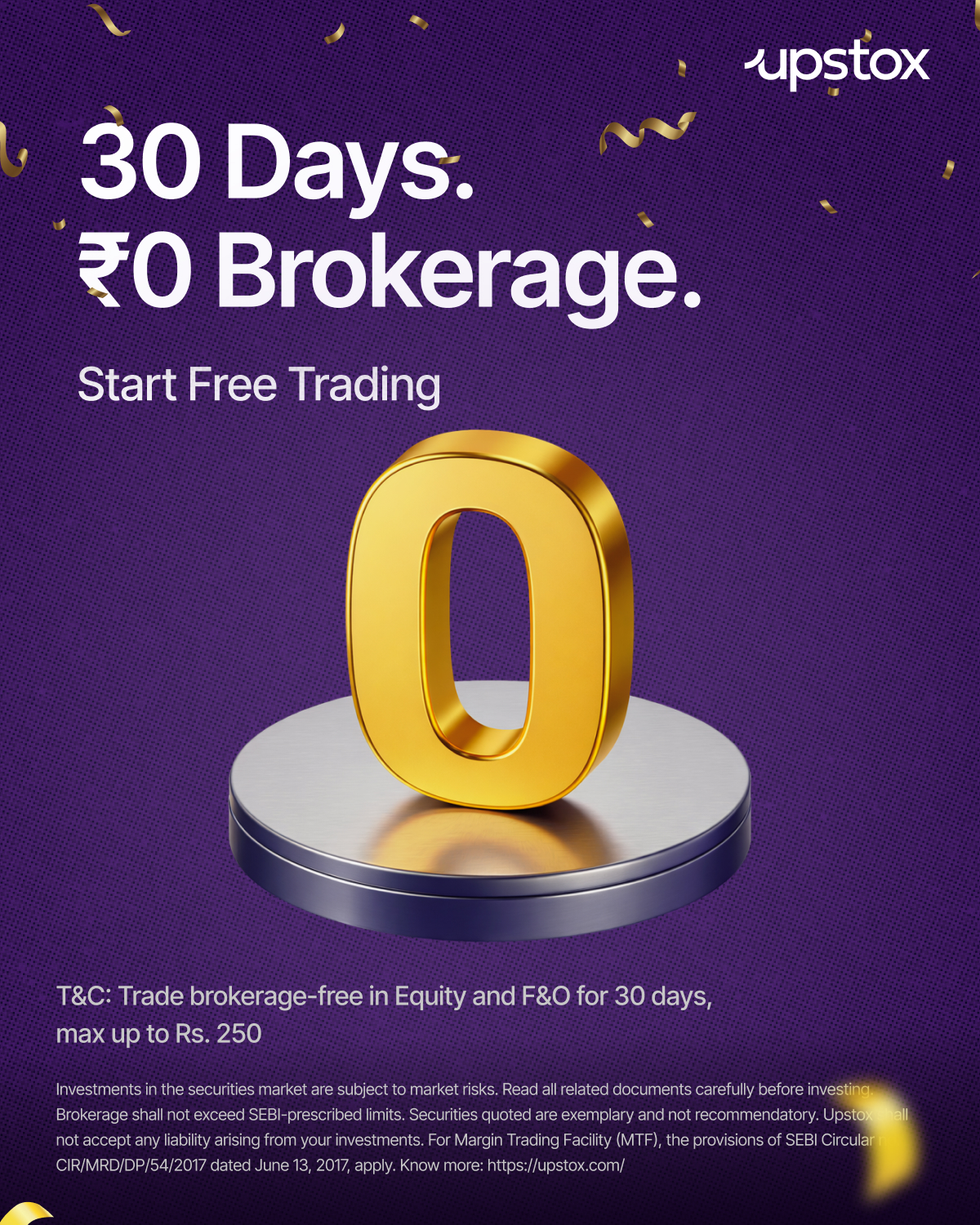 Upstox Facebook ad: Open your FREE Demat now!