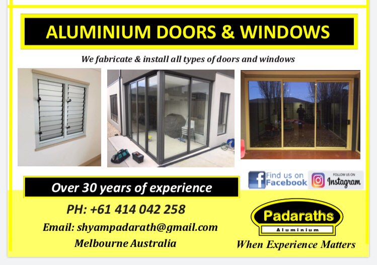 Padarath Aluminium - Australia Facebook ad: -Custom Made Doors & Windows