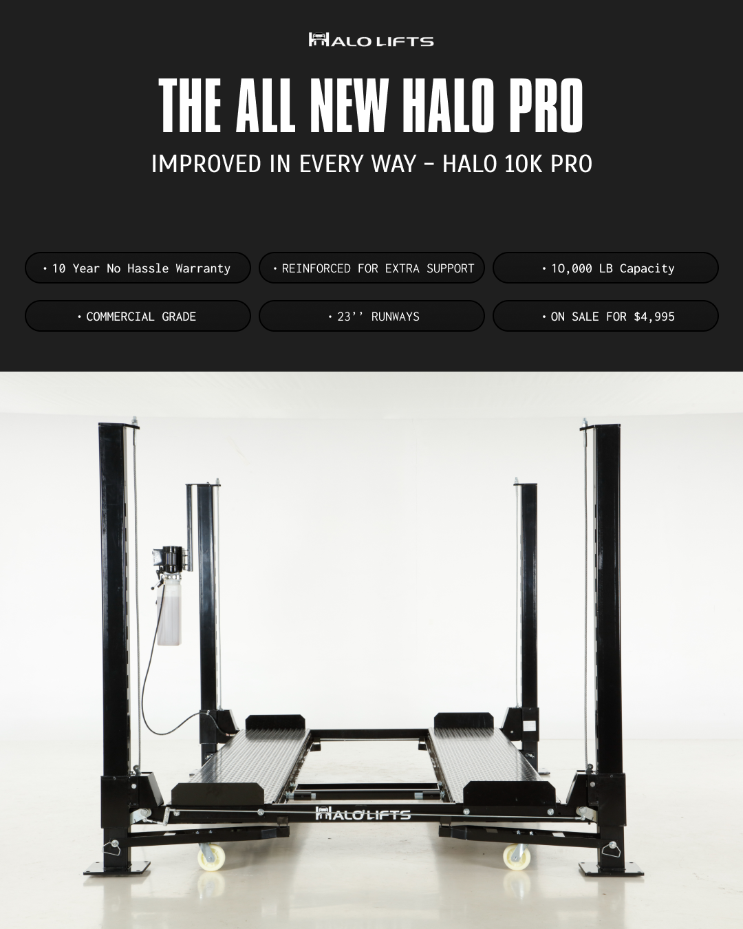 Halo Car Lifts Facebook ad
