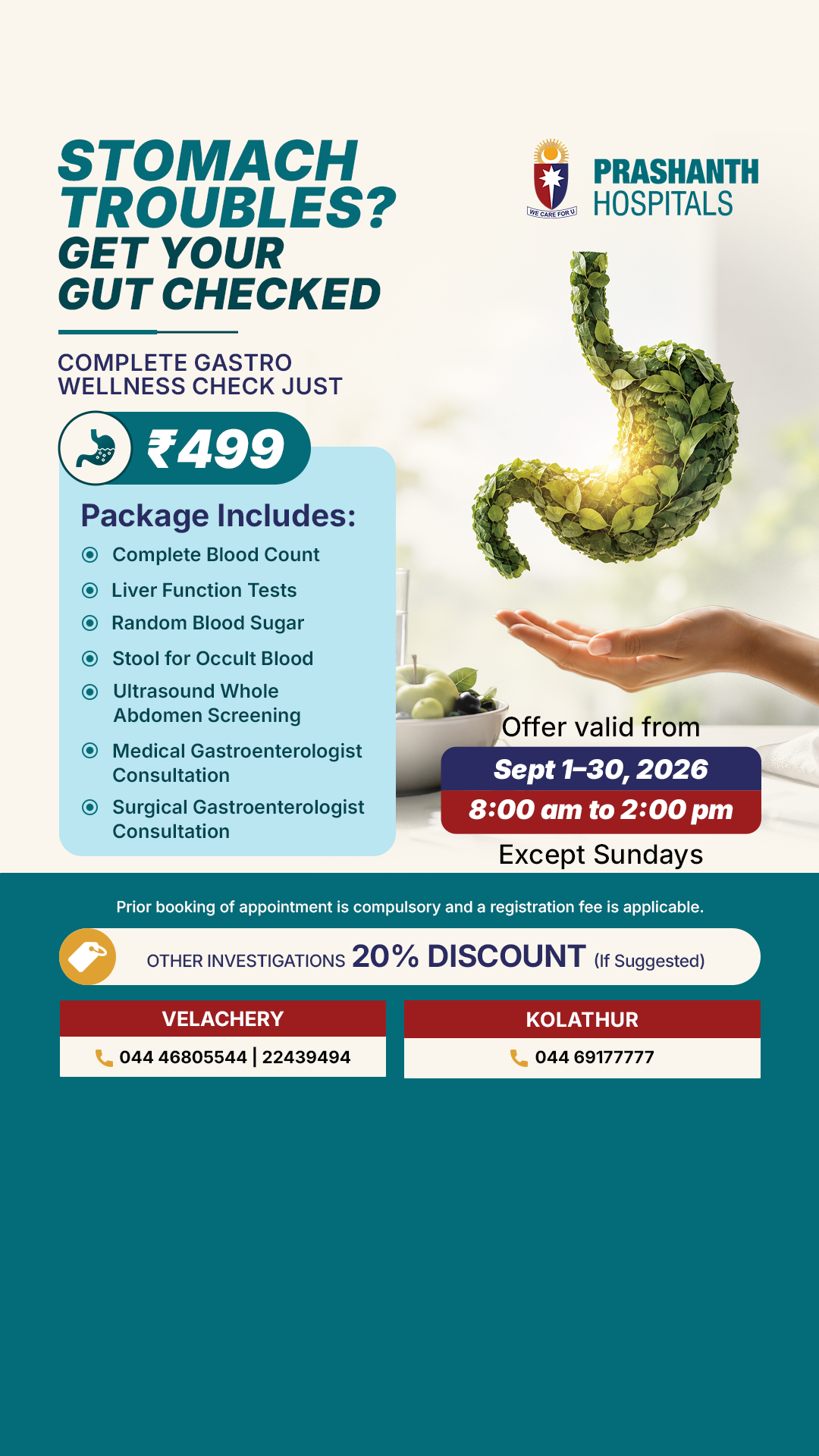 Prashanth Super Speciality Hospital - Kolathur Facebook ad: Book Your ₹499 Gastro Check