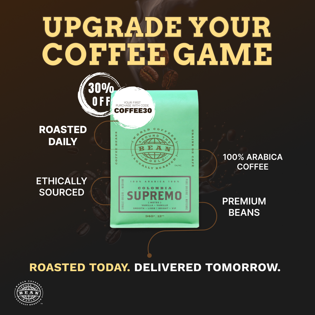 Bean Around the World Coffees Facebook ad