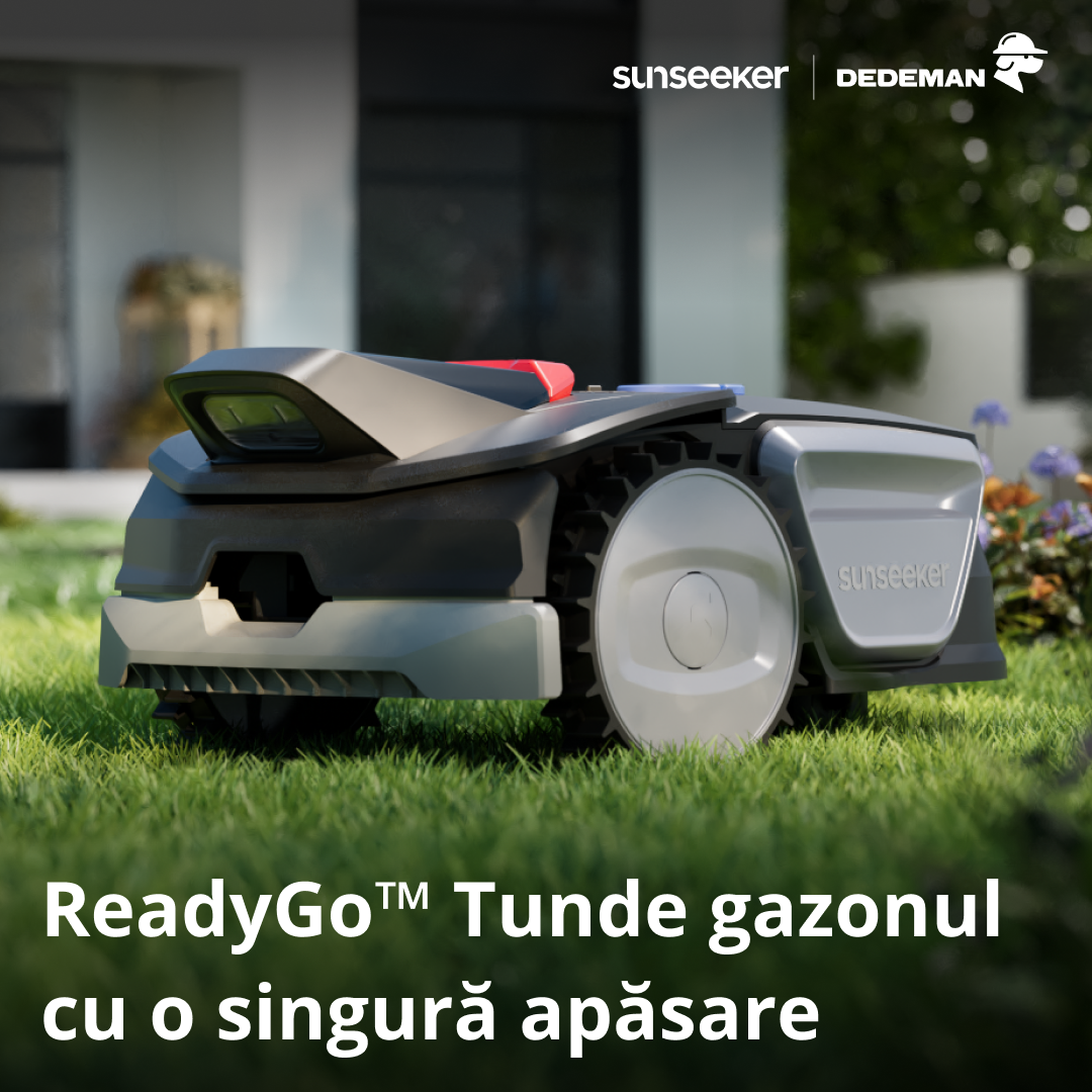 DEDEMAN Facebook ad: Lasă gazonul în grija unui robot inteligent.