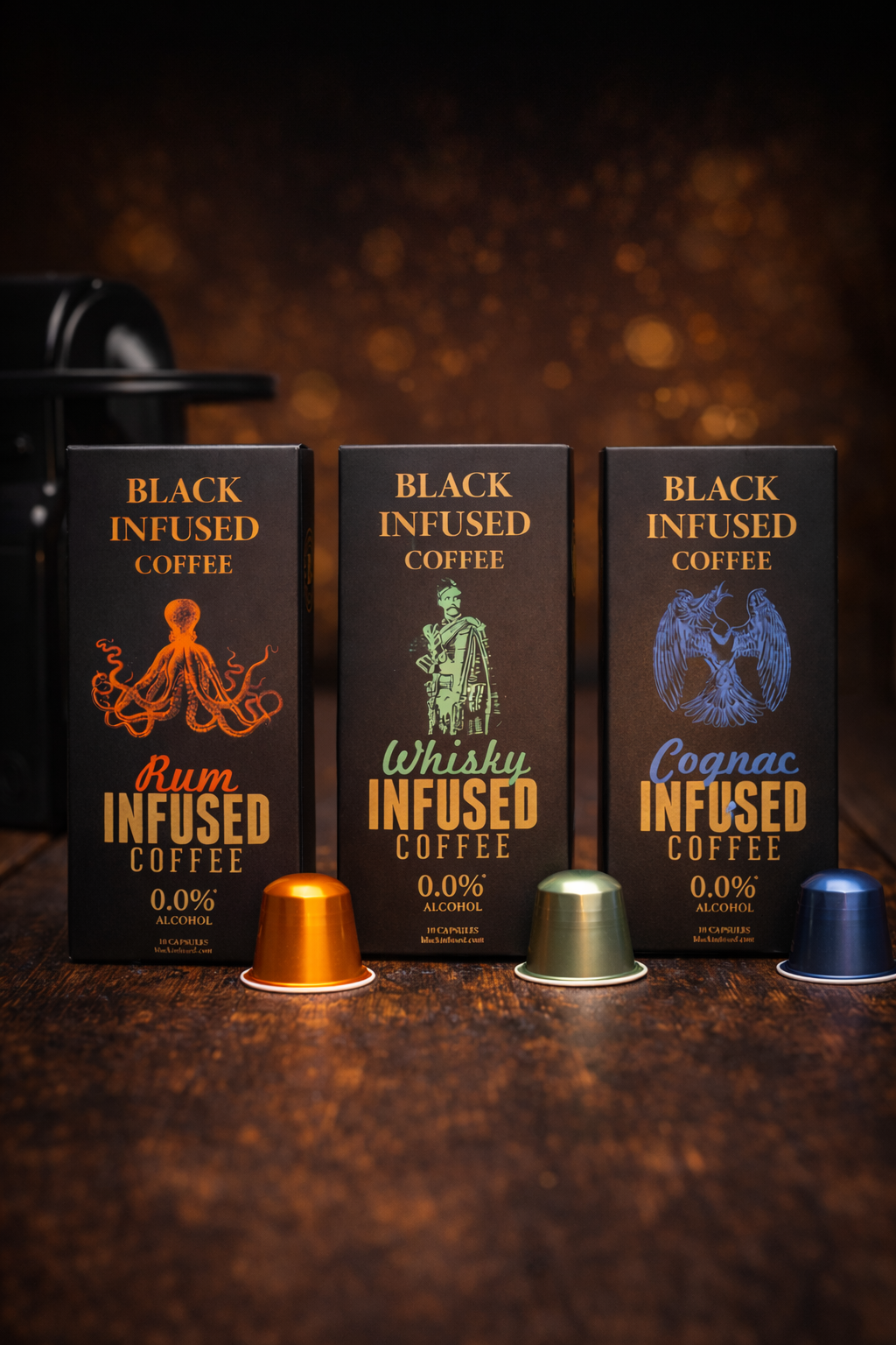 Blackinfused Facebook ad: Ontdek Jouw favoriete dessertkoffie, maar dan alcoholvrij.