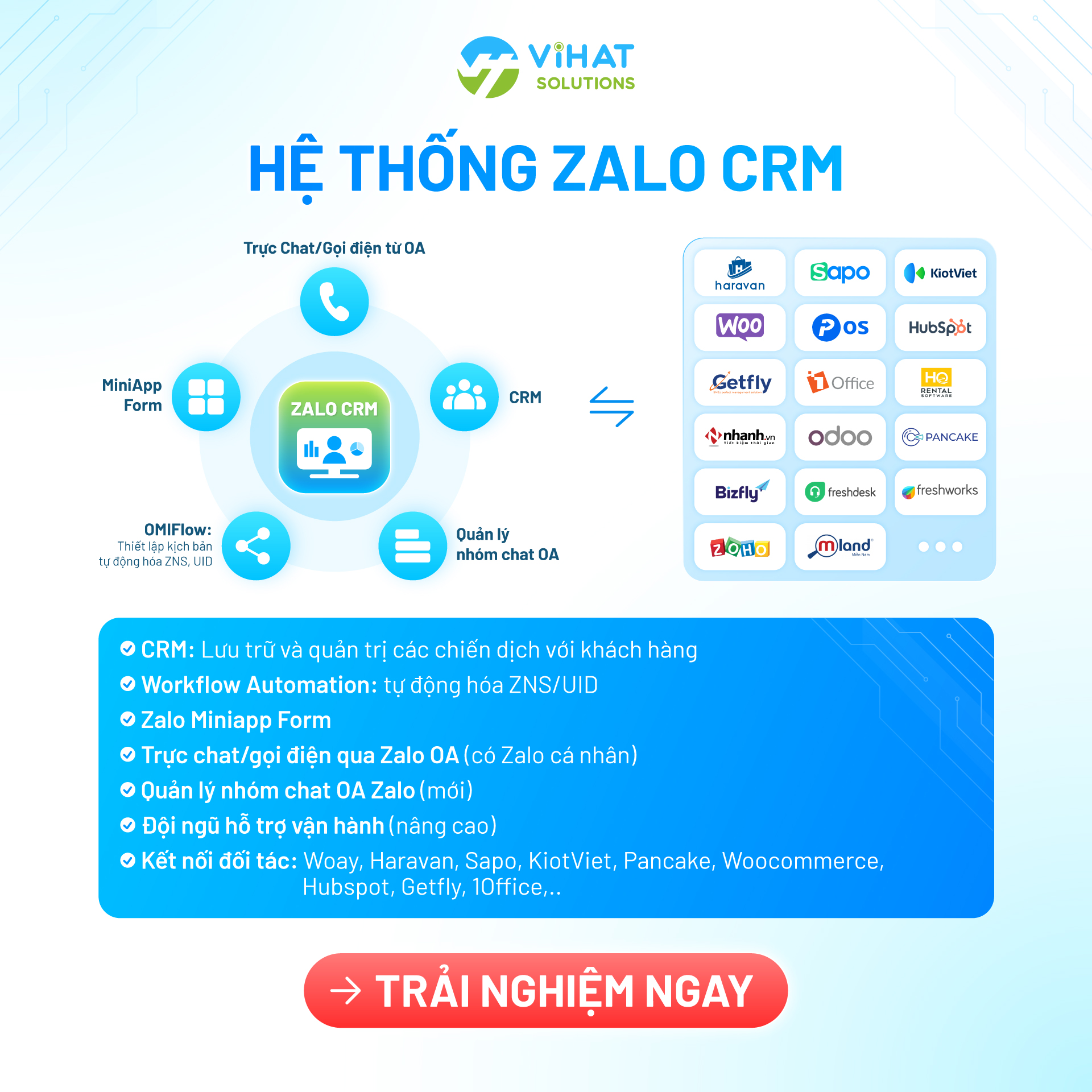 VIHAT Solutions Facebook ad: Zalo CRM, Giải pháp toàn diện từ ViHAT…