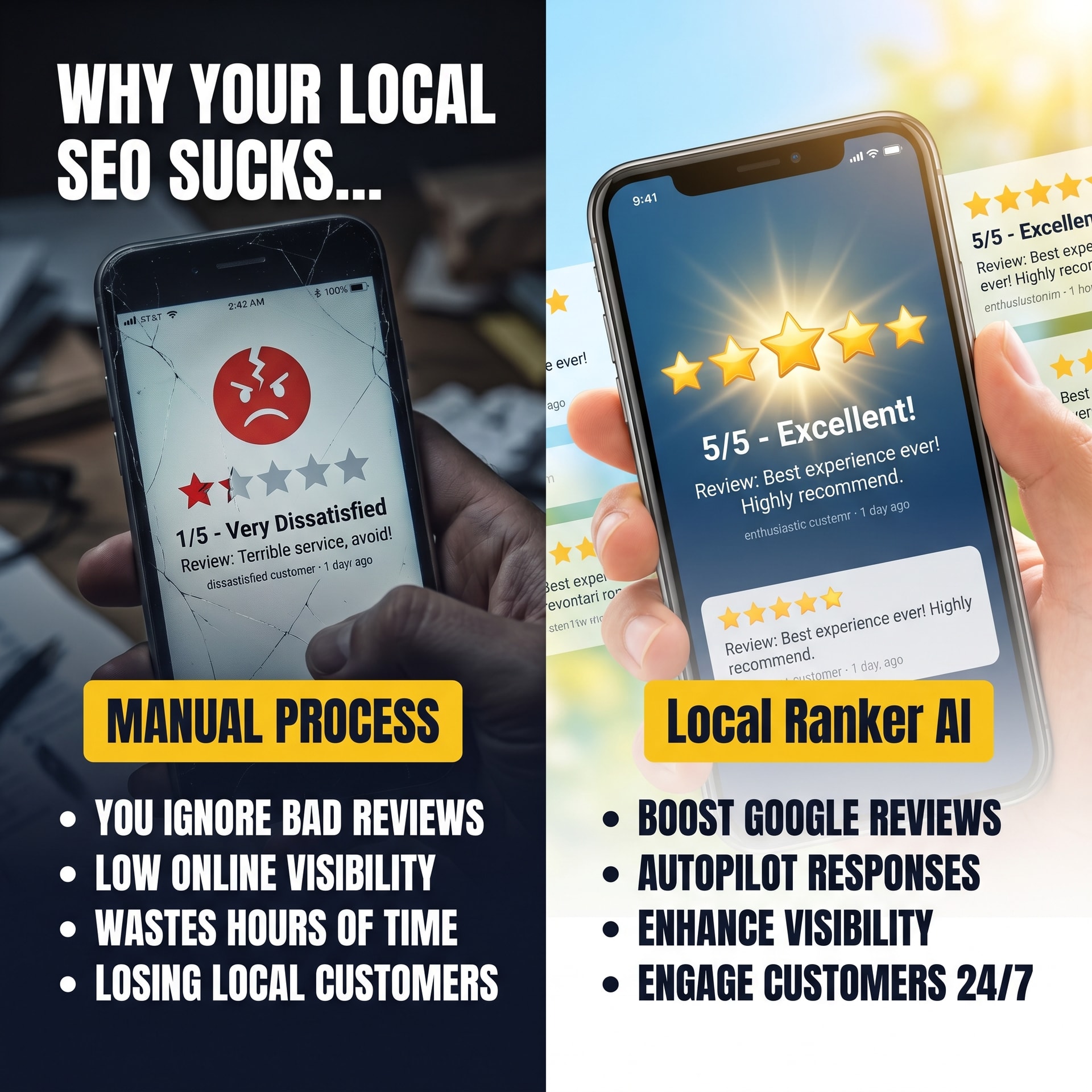 Local Ranker AI Facebook ad: Automate Your 5-Star Reviews
