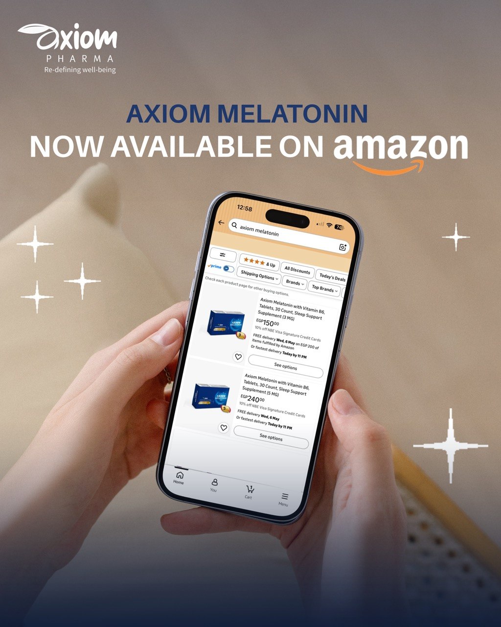 Axiom Pharma Facebook ad: Axiom Melatonin with Vitamin B6, Tablets, 30 Count, Sleep…