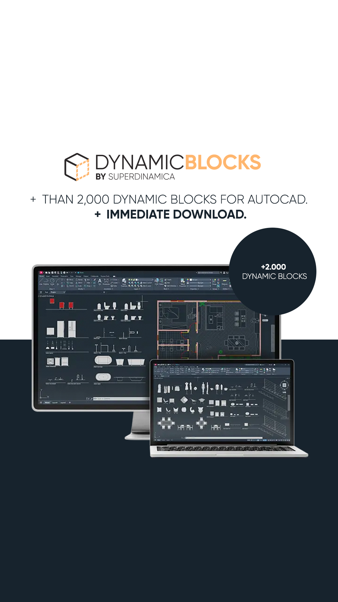 Super Dinâmica - Arqui. Facebook ad: Dynamic Blocks for AutoCAD.