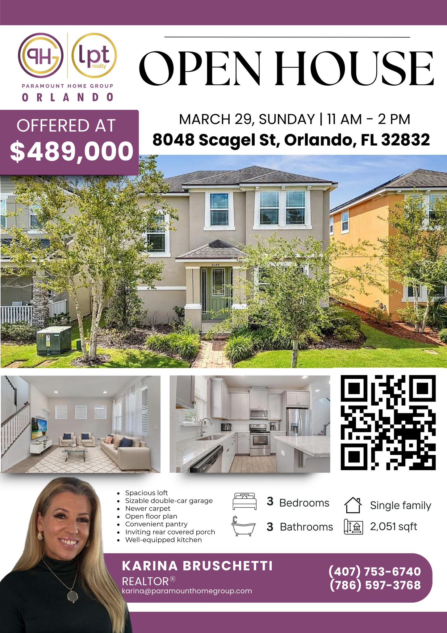 Karina Bruschetti Real Estate Facebook ad: OPEN HOUSE - Randall Park - Lake Nona