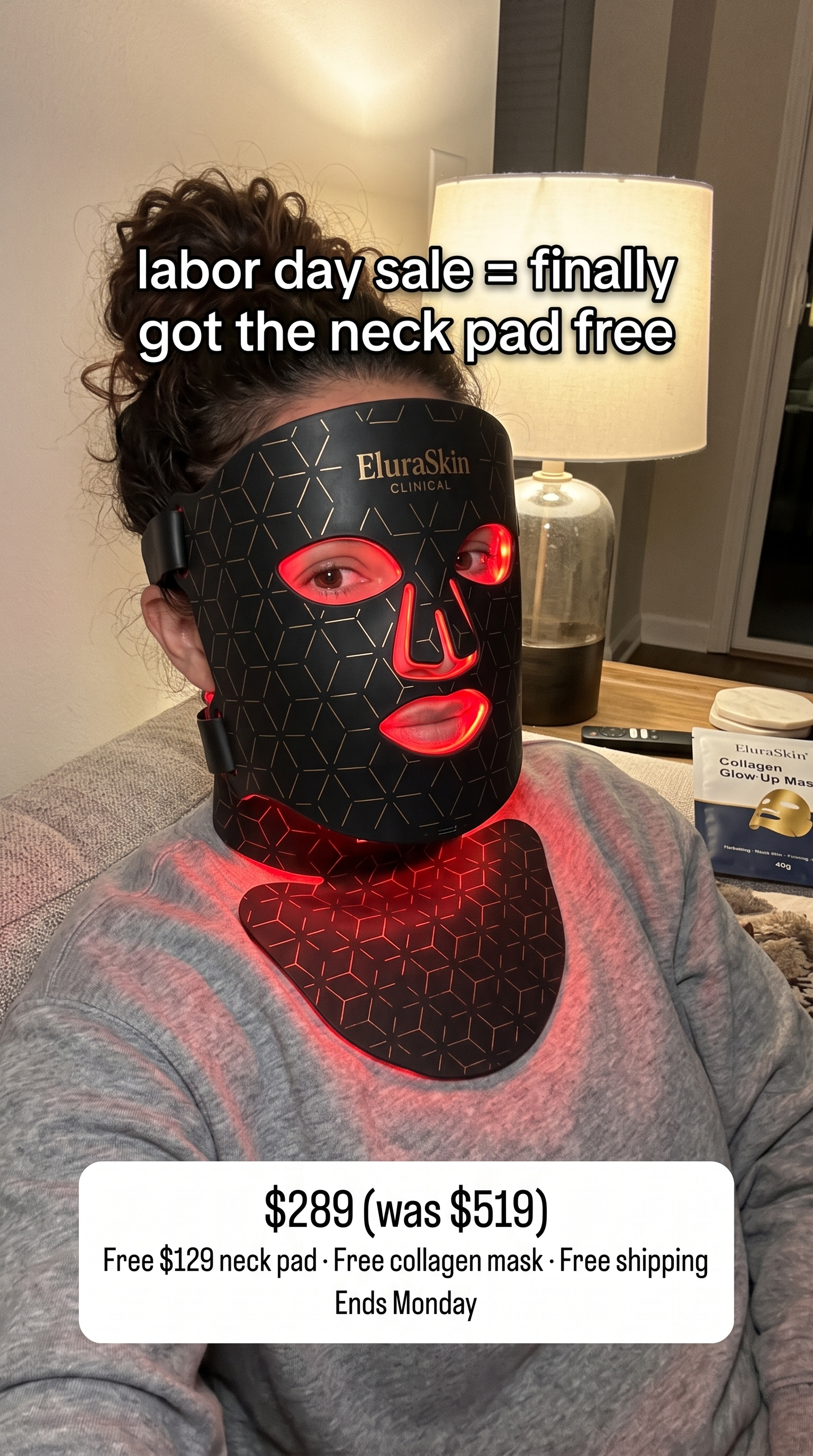 Elura Skin Facebook ad: Free $129 Neck Pad This Weekend
