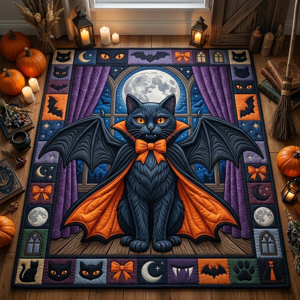 Patches Stitched Harmony Facebook ad: Vampire Cat Night Area Rug GDTONTD1009